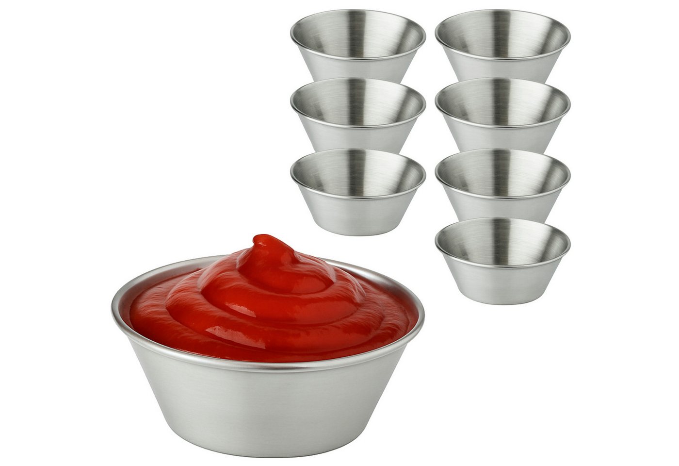 Koopman Servierschale Dipschale Soßenschale Edelstahl Schale 6x2,5cm 8er Set, Edelstahl, (Set, 8-tlg), 8tlg, Spülmaschinengeeignet, Rostfrei, für Saucen / Dips, Langlebig