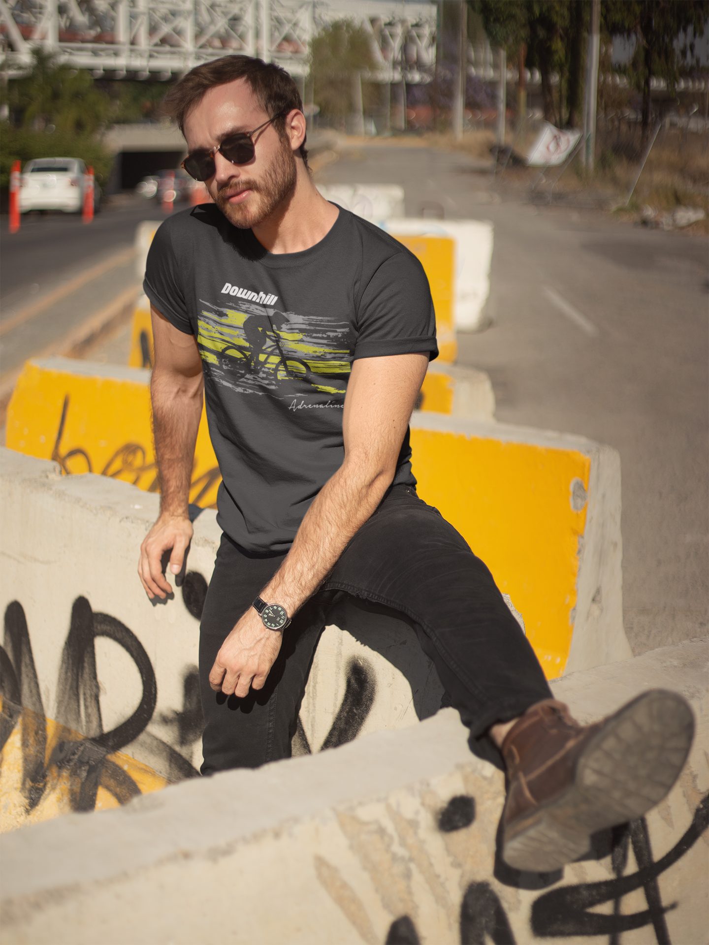 Baddery Print-Shirt Fahrrad T-Shirt: "Downhill Adrenaline", hochwertiger Si günstig online kaufen