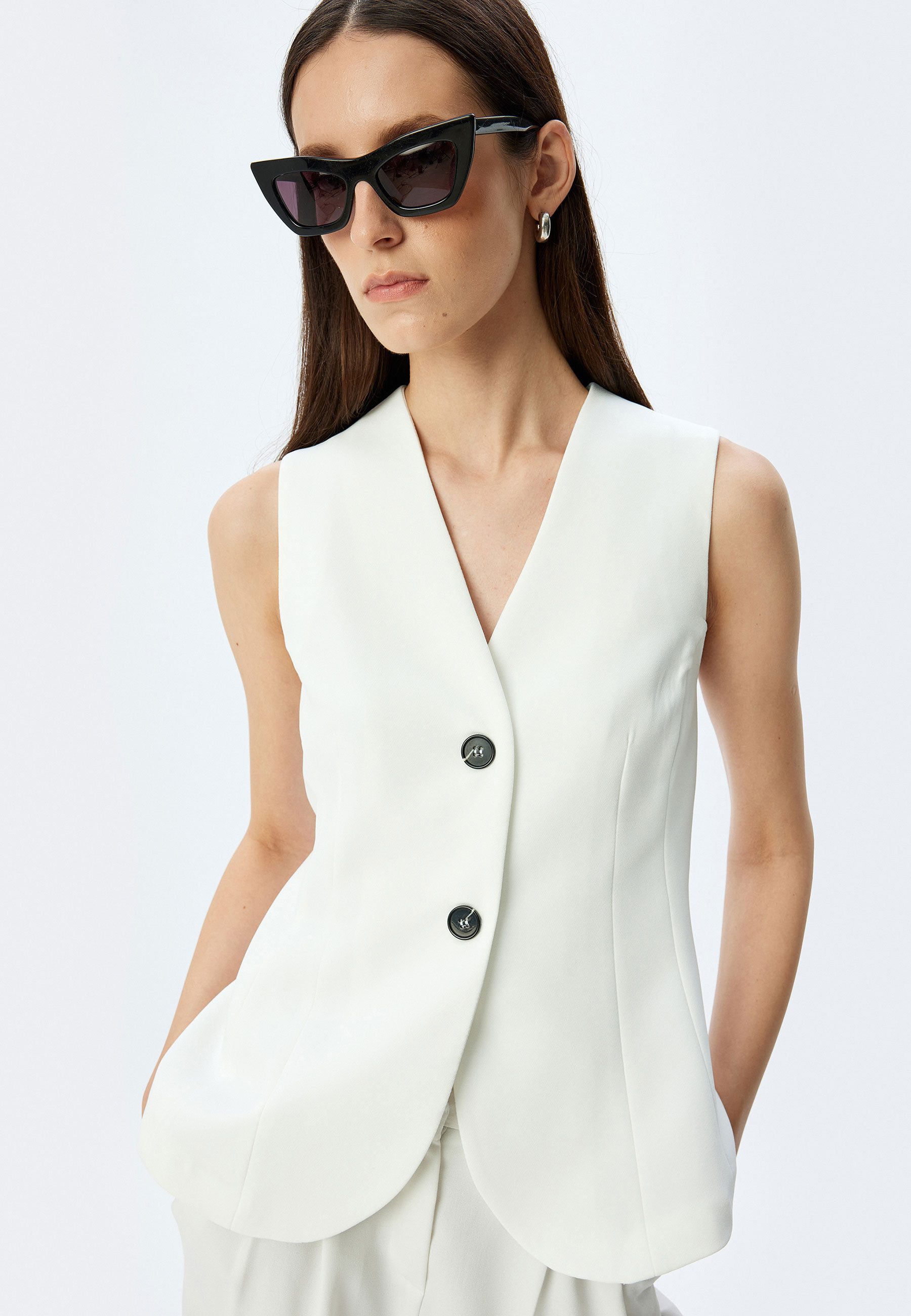 Koton Anzugweste V-Kragen Mit Knöpfen Anzugweste günstig online kaufen