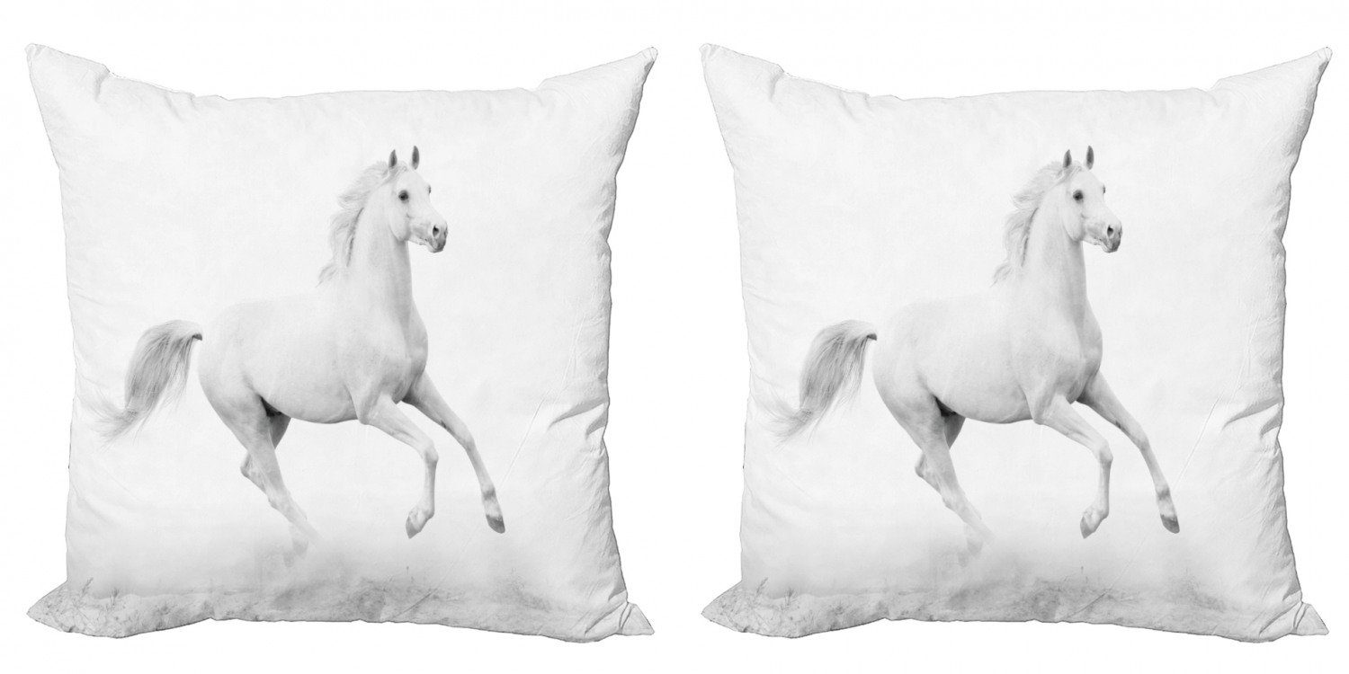 Kissenbezüge Modern Accent Doppelseitiger Digitaldruck, Abakuhaus (2 Stück), Schwarz und weiß White Stallion