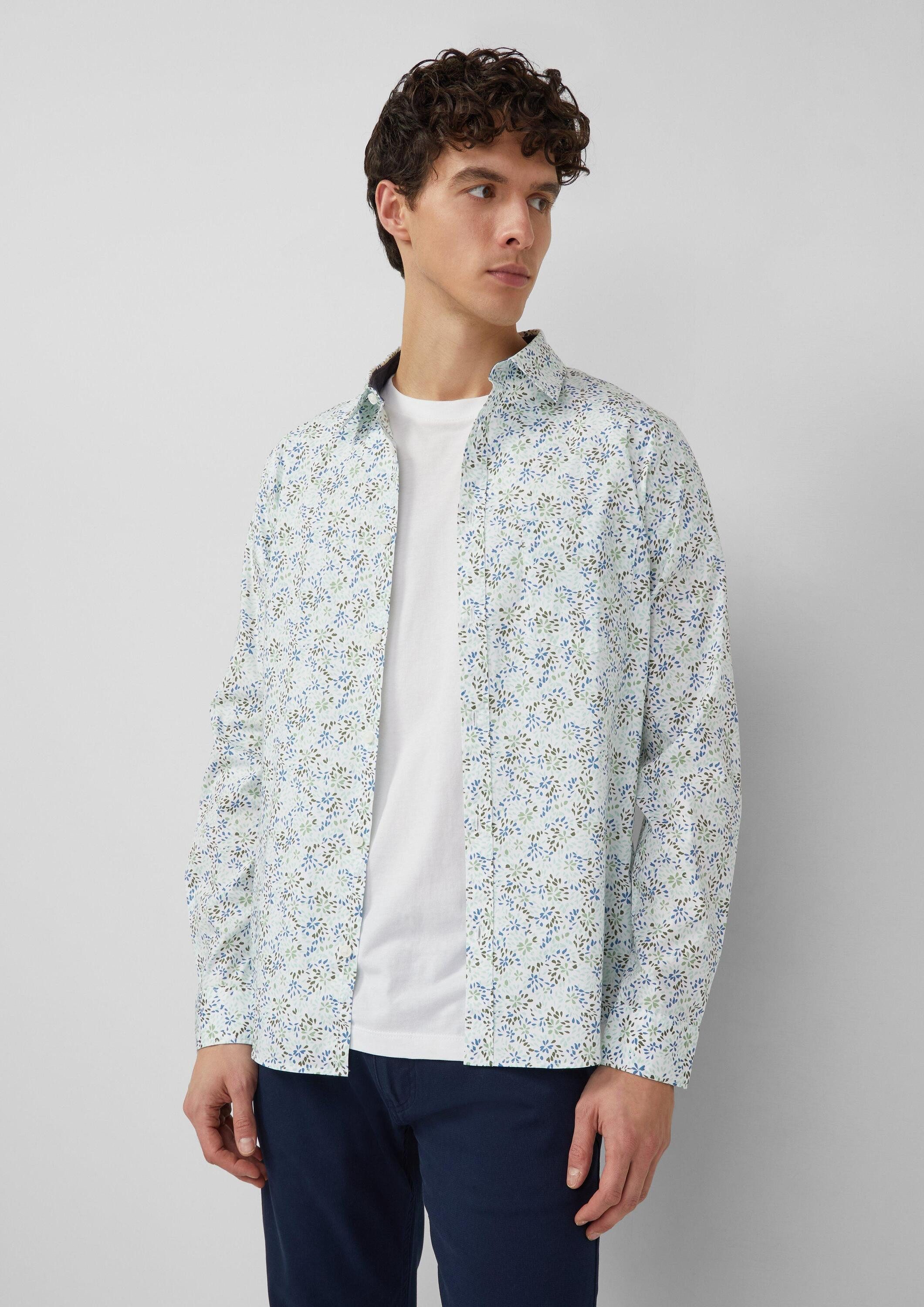 s.Oliver Langarmhemd Hemd Slim Fit: Langarmhemd mit All-over-Print und Kent günstig online kaufen