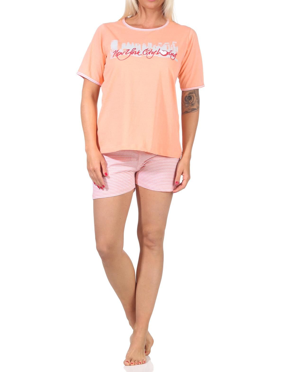 Pyjama Damen Shorty-Schlafanzug, kurze Hose, mit Frontprint