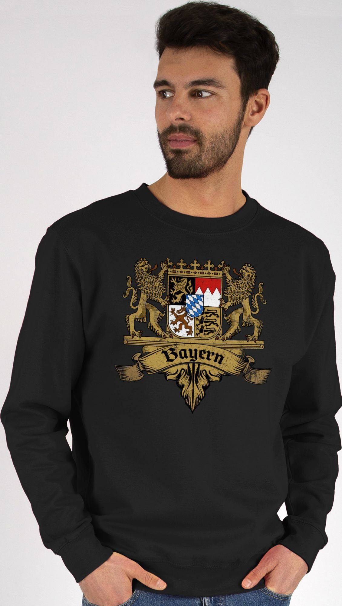 Shirtracer Sweatshirt Bayern Wappen Bayernland Freistaat Bayern (1-tlg) Mode für Oktoberfest Herren 1 Schwarz