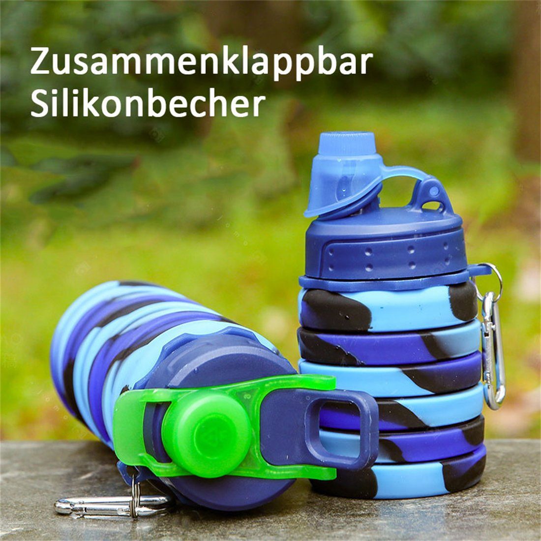 DÖRÖY Trinkflasche Faltbarer Sportbecher, 500ml Outdoor kalte Wasserflasche tragbare