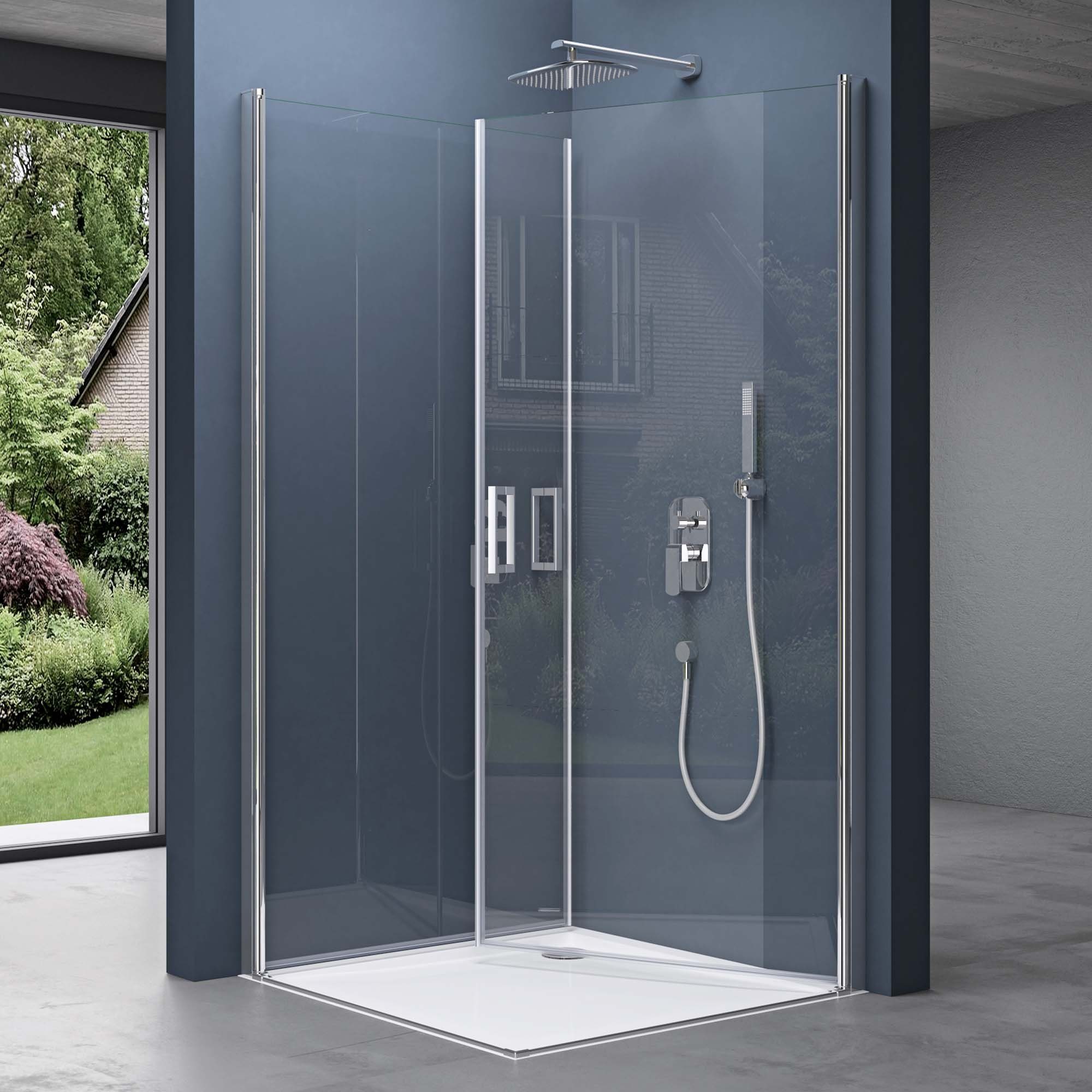 doporro Eckdusche Duschkabine 20mm Verstellbereich mit ESG-Glas Nano-Beschichtung Rav24, BxT: 75x70 cm, Einscheibensicherheitsglas – Bild 4 von 5
