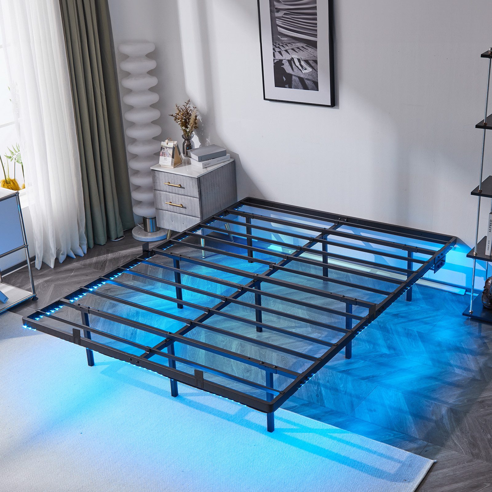 VINGLI Bettgestell, Metallbett schwarz, Schwebenbett 90x200cm/140x200cm/180 günstig online kaufen