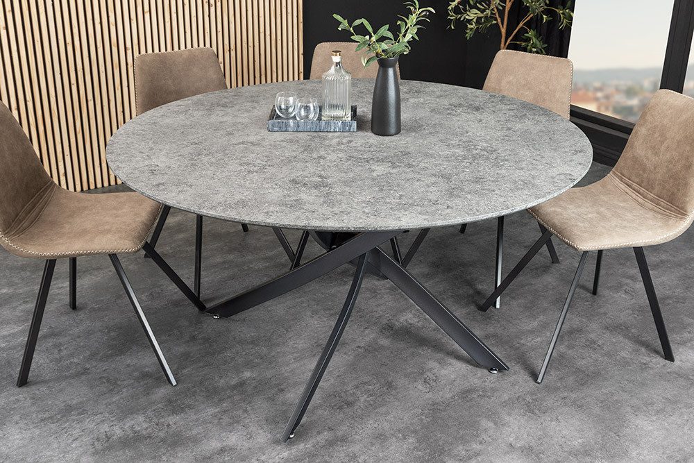 riess-ambiente Esstisch HELIX 120cm grau - Betonoptik, Sterngestell, Modern, rund, 4 Personen (Einzelartikel, 1-St), Einladender Tisch - ideal für kleine Räume und gesellige Momente