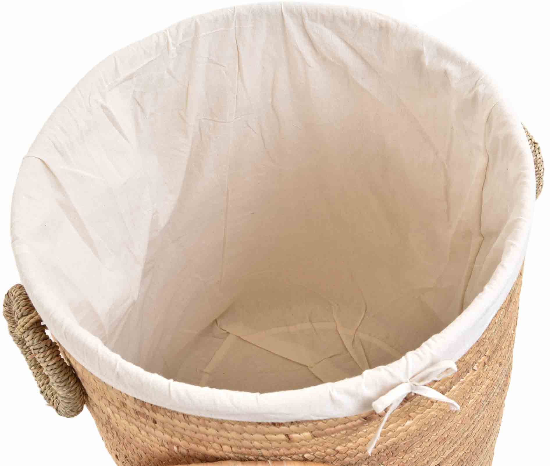 Krines Home Flechtkorb Seegras Wäschekorb Wäschetonne rund Wäschesammler (Natur, Ø45cm), mit Deckel