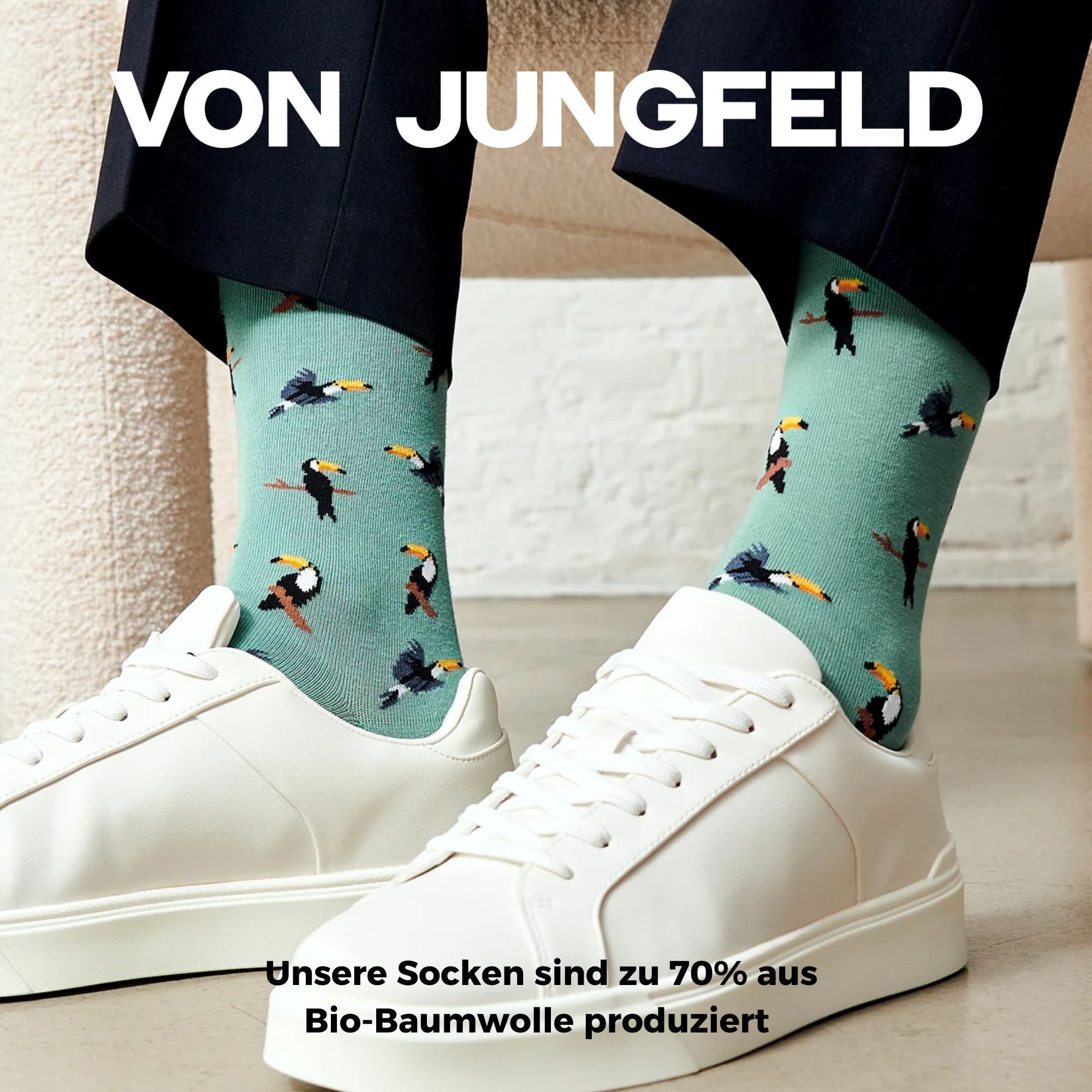 von Jungfeld Socken Tukan Bio-Baumwolle 35-46 Unisex (1-Paar, 1 Paar) Motiv günstig online kaufen
