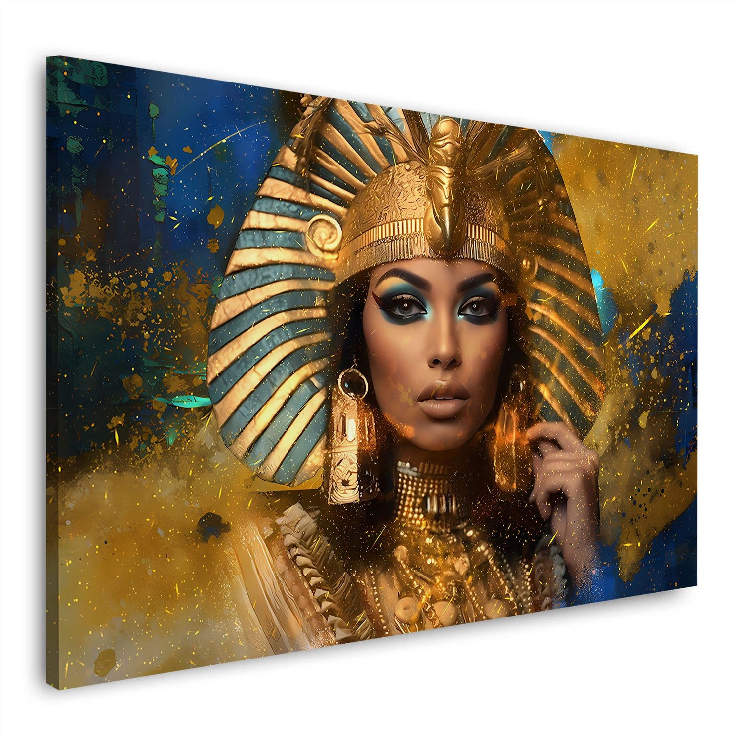 Artedinoi Leinwandbild Ägyptische Königin Gold Porträt Wandbild Leinwandbild Kunstdruck XL Wa, Ägyptische Königin in Gold