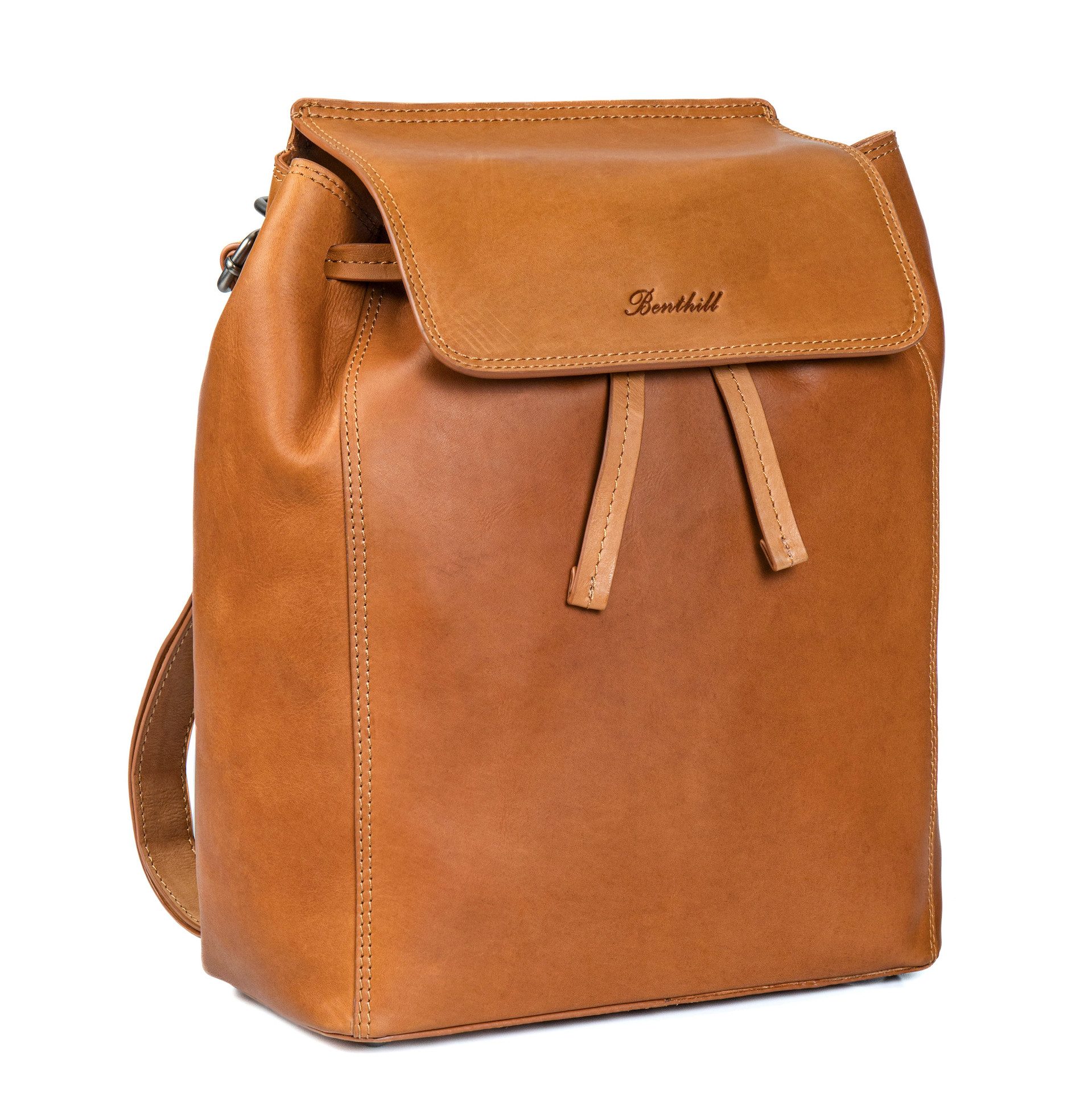 Benthill Rucksack Echt Leder Damen Herren Mittelgross Lederrucksack Backpack, Reißverschlussfach