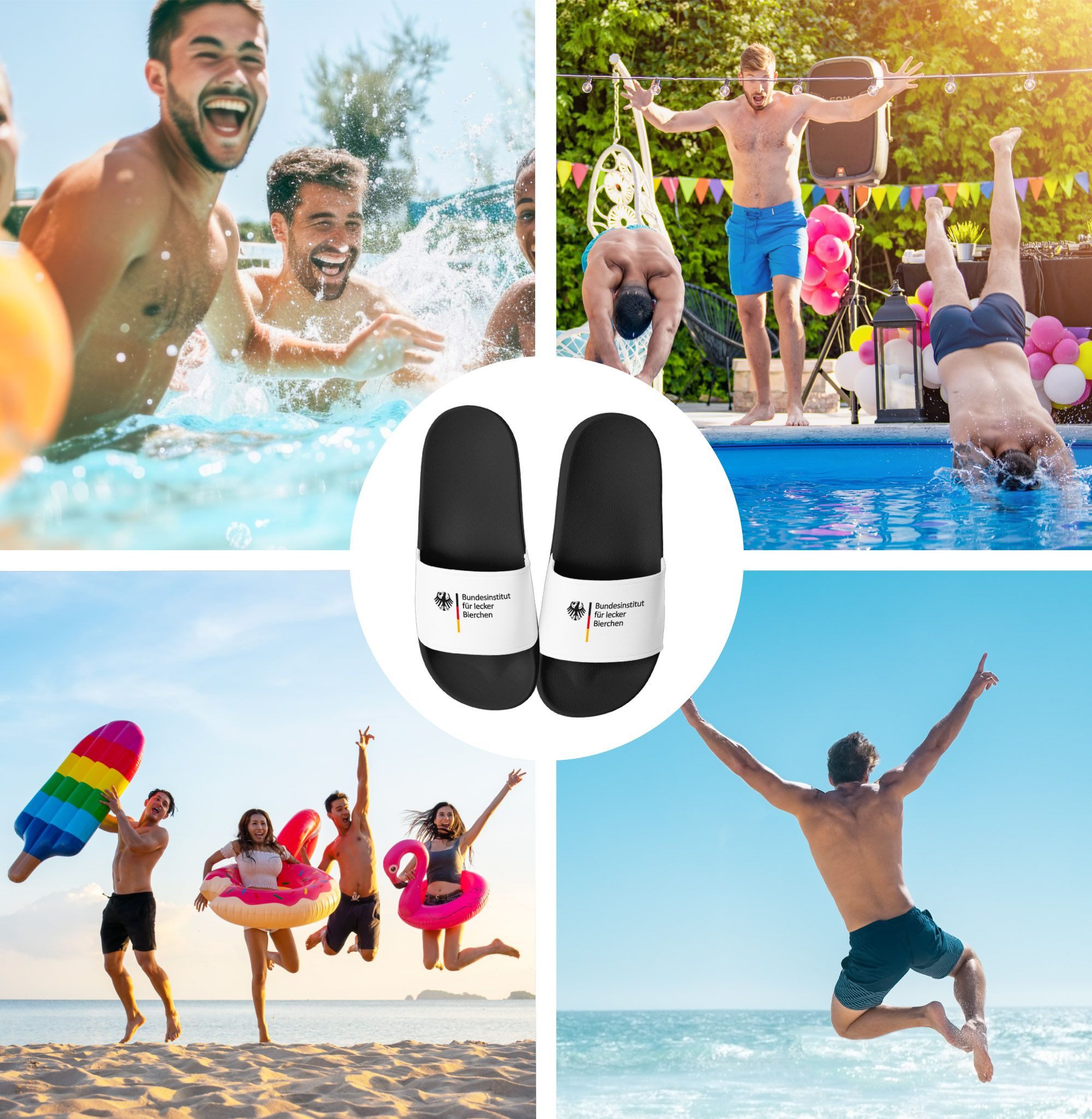 MoonWorks Badeschlappen Badelatschen Unisex mit Aufdruck Bundesinstitut für Badesandale – Bild 5 von 5