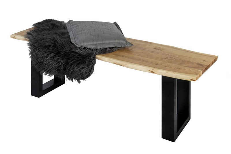 Junado® Essbank, Akazie Massivholz, Stärke Tischplatte 26mm, natürliche Baumkante