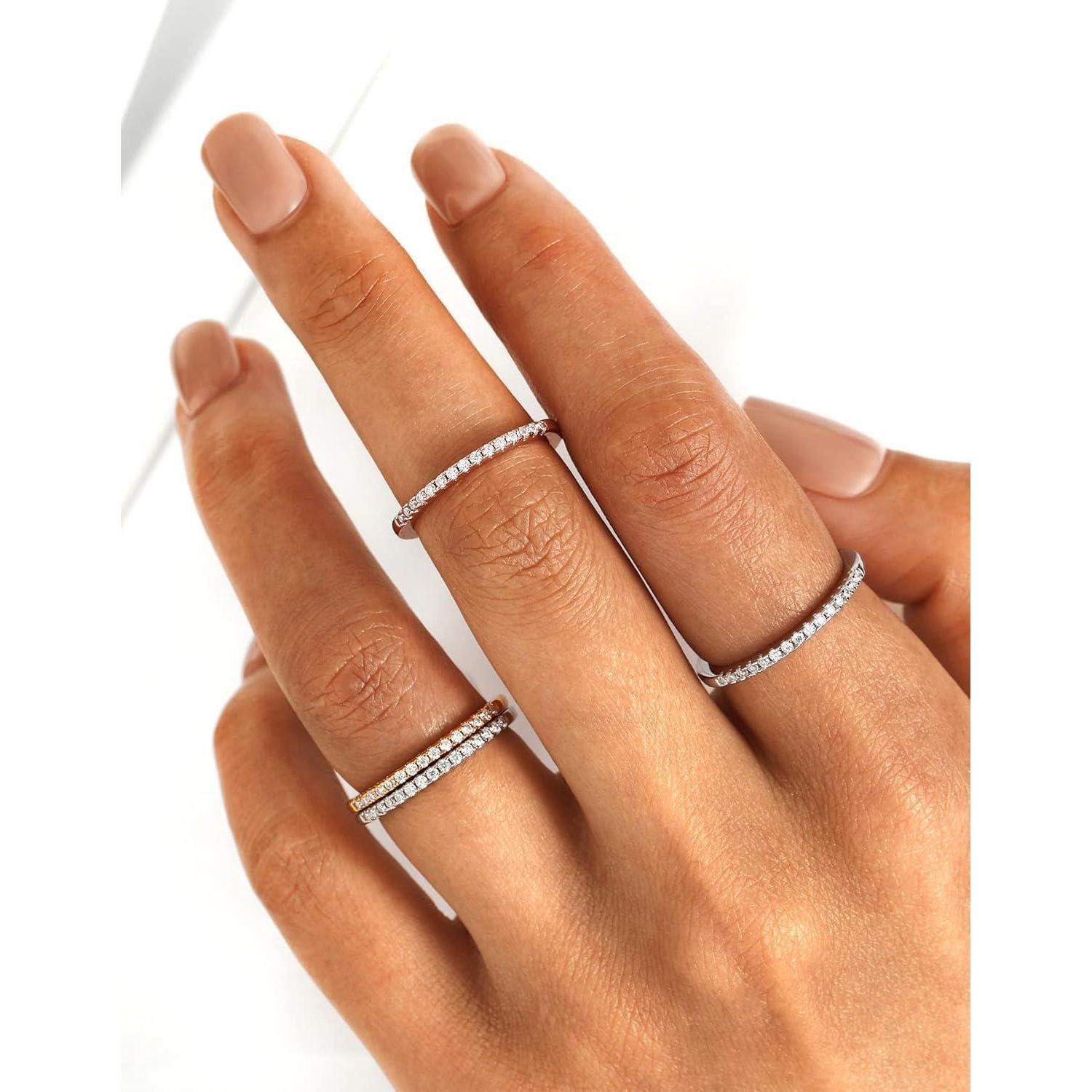 LuxusKollektion Verlobungsring Moissanit Verlobungsring Paar Rosegold 925 Ehering Bandring