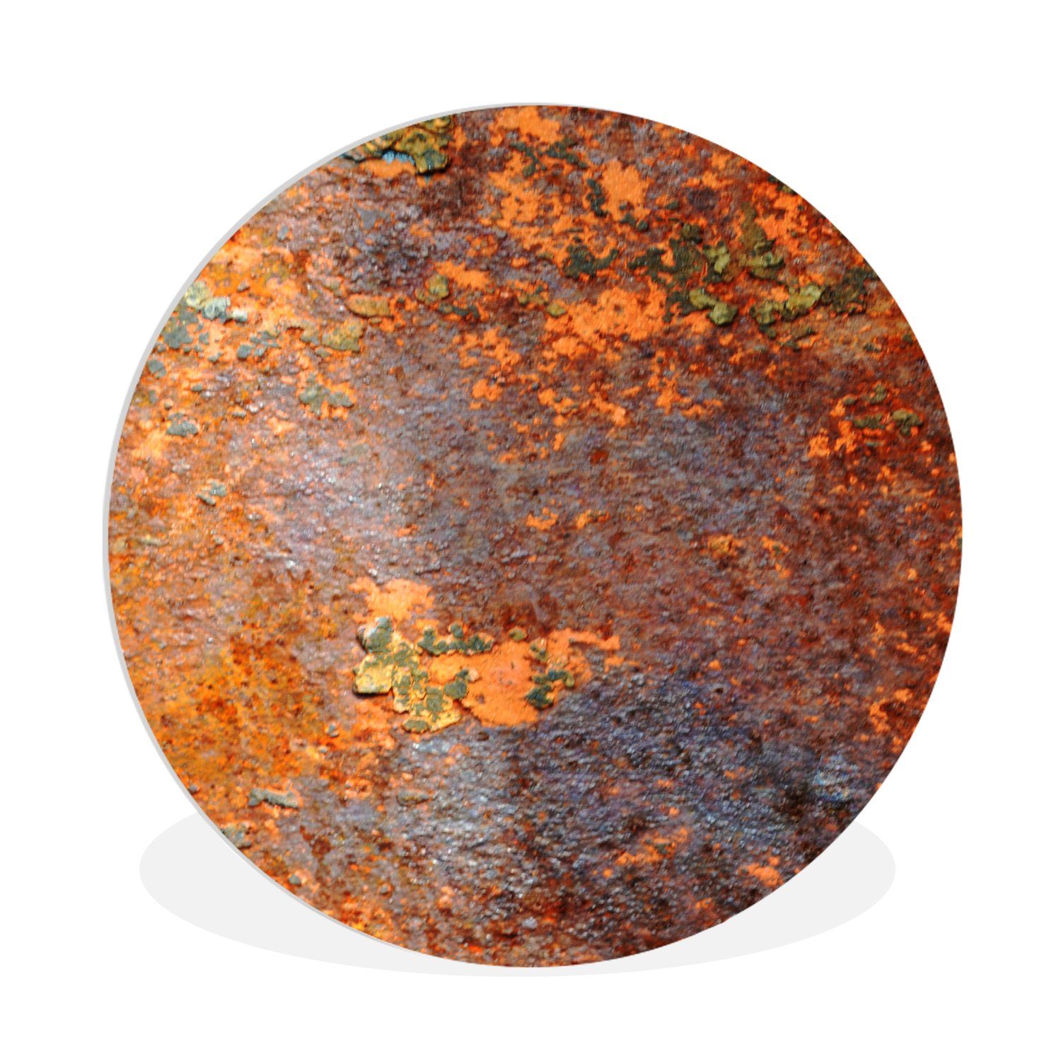 MuchoWow Gemälde Rost - Vintage - Eisen - Industriell, Fotodruck (1 St), Kreis Wanddekoration, Rundes Wandbild, 30x30 cm