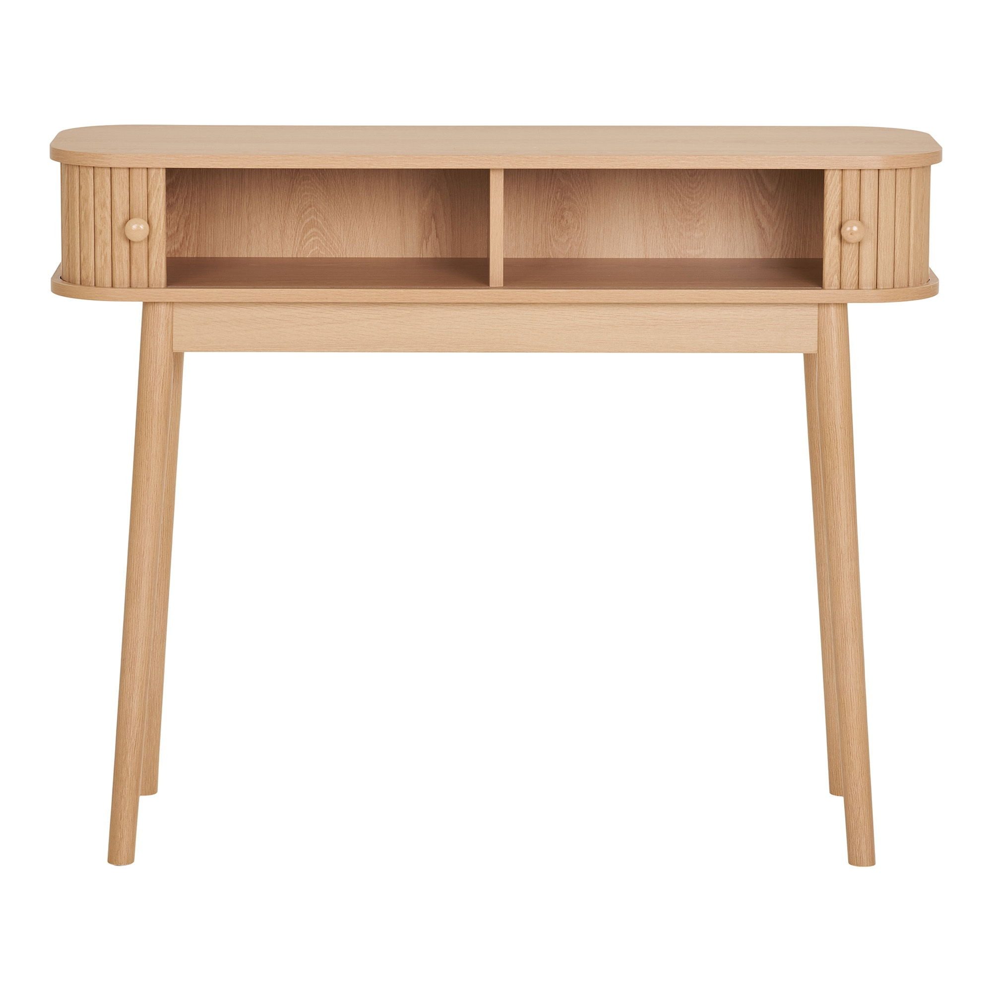 House Nordic Konsolentisch Schminktisch, 2 Lamellen-Türen, in eichefarbig - 100x80,5x30 (BxHxT) – Bild 3 von 5