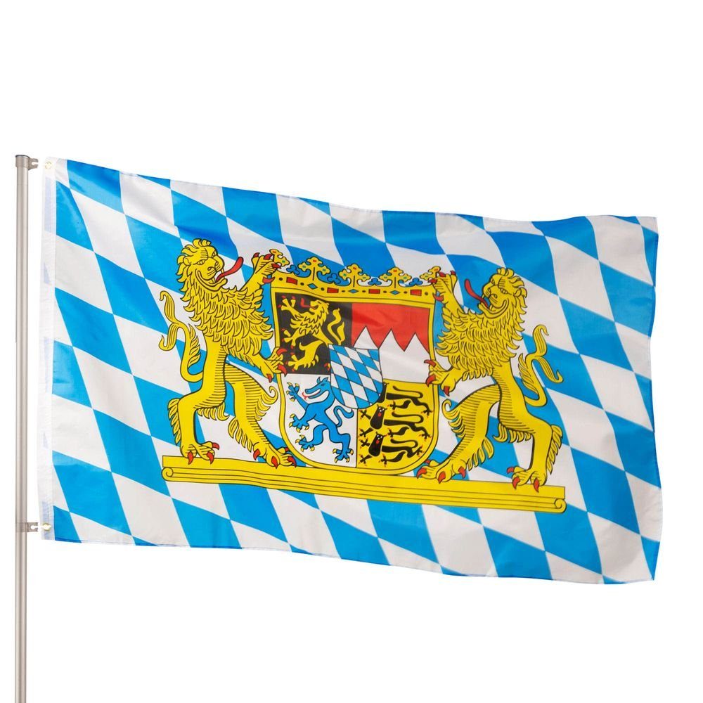 PHENO FLAGS Flagge Premium Bayern Flagge 90 x 150 cm Bayrische Fahne (Hissflagge für Fahnenmast), Inkl. 2 Messing Ösen