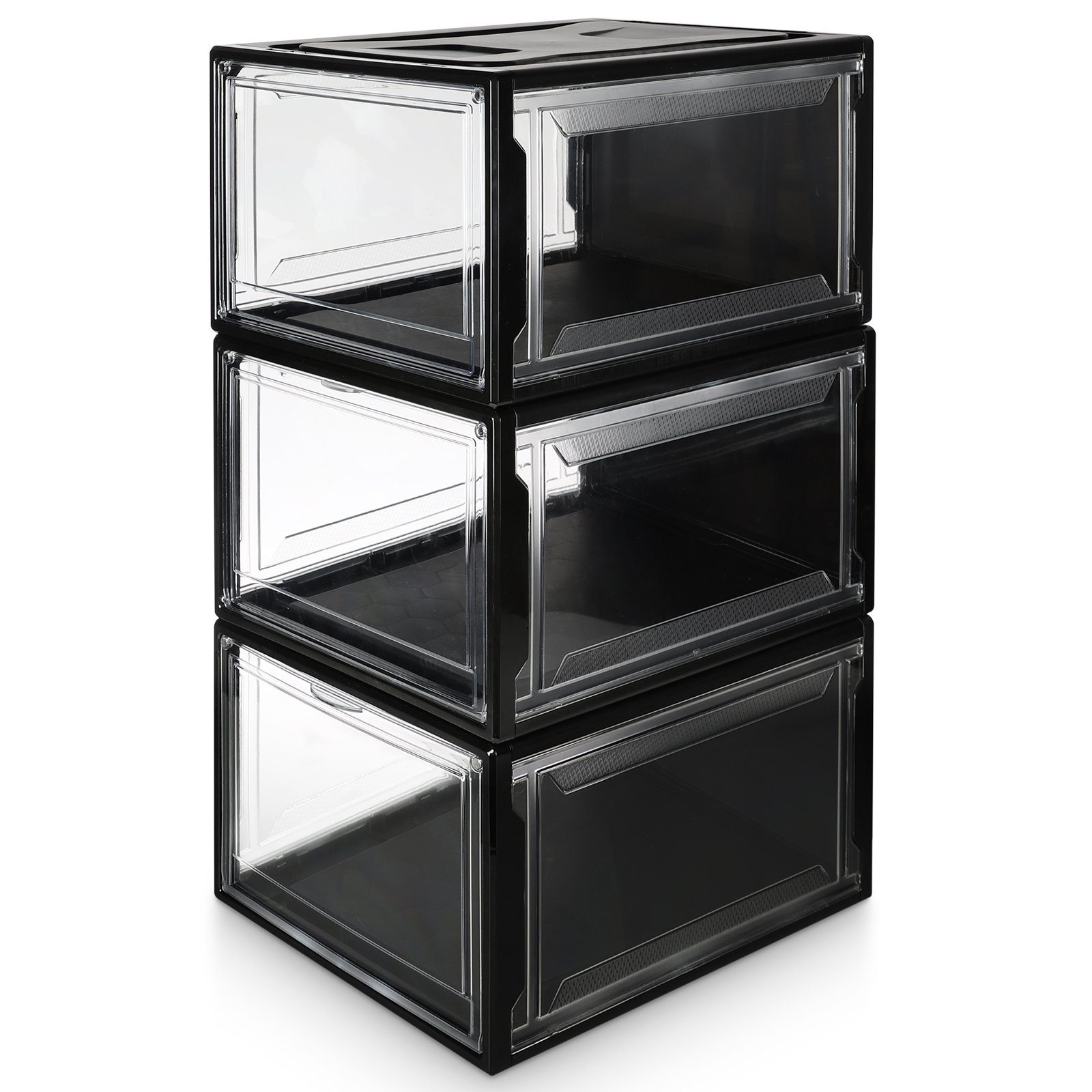12 Schuhboxen Stapelbar Durchsichtig - 33x25x16cm, Für Schuhgrößen Bis 44