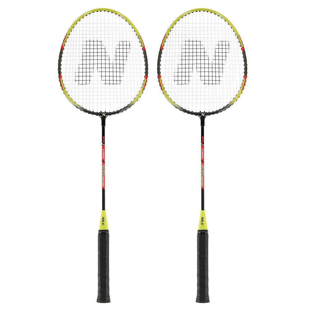 Nils Badmintonschläger Federballschläger Schlägerset Freizeitschläger, (Spar-Set, 2-tlg., 66 cm leicht), Aluminium, 2er-Set, 3 Federbälle, Hülle