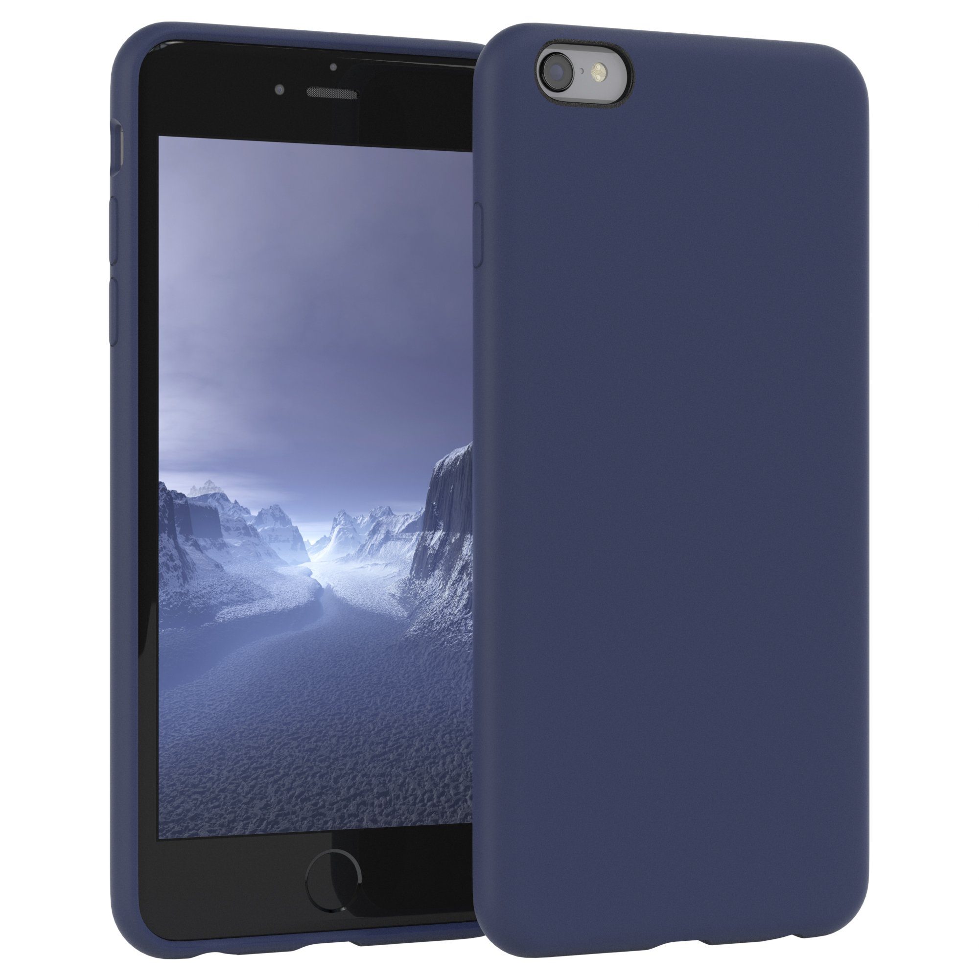 EAZY CASE Handyhülle Premium Silikon Case für Apple iPhone 6 / 6S 4,7 Zoll, Handy Softcase Hülle Silikon mit Displayschutz Case Blau / Nachtblau