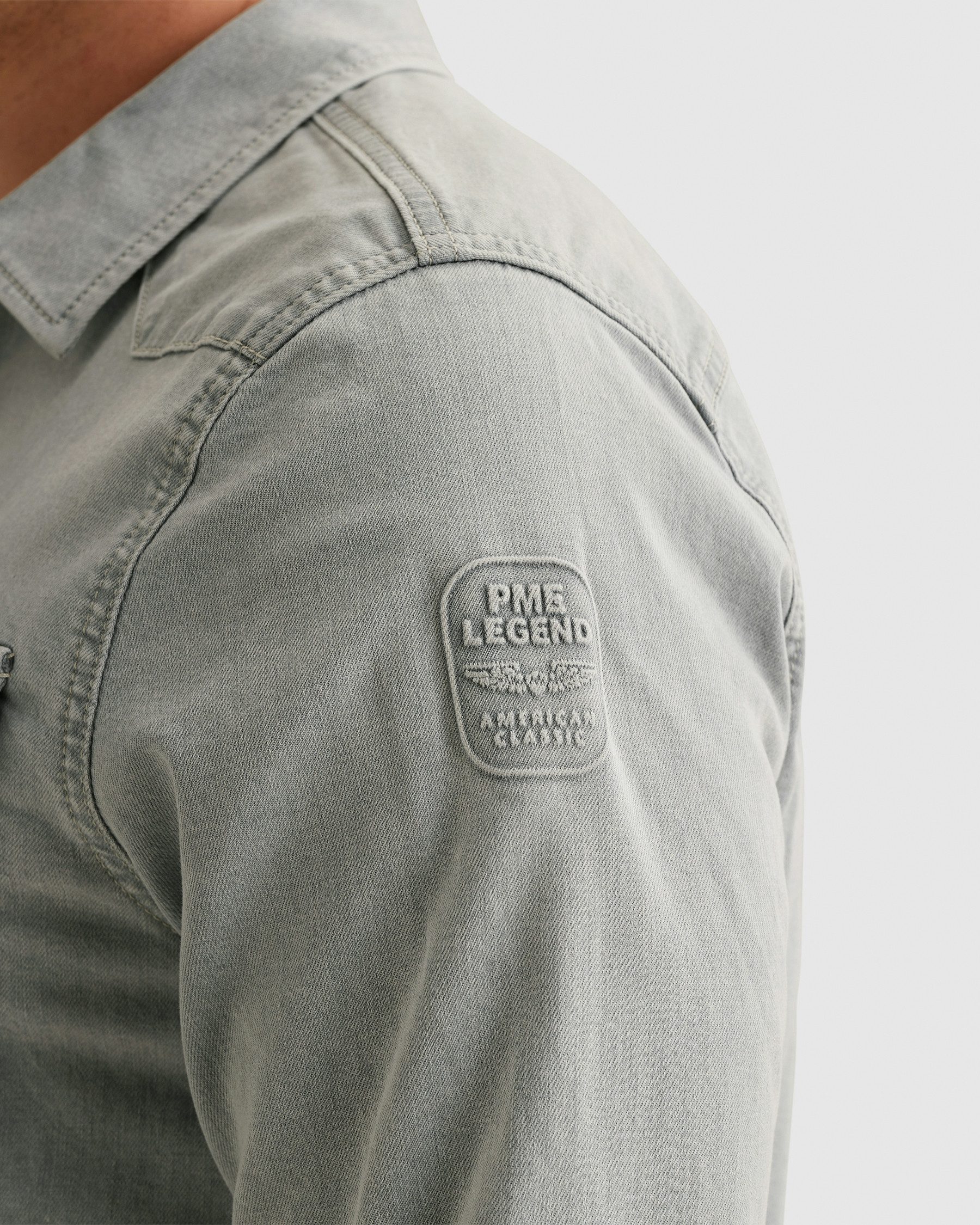 PME LEGEND Jeanshemd Denim Shirts Sunset Greyblue Shade mit Druckknopfleiste