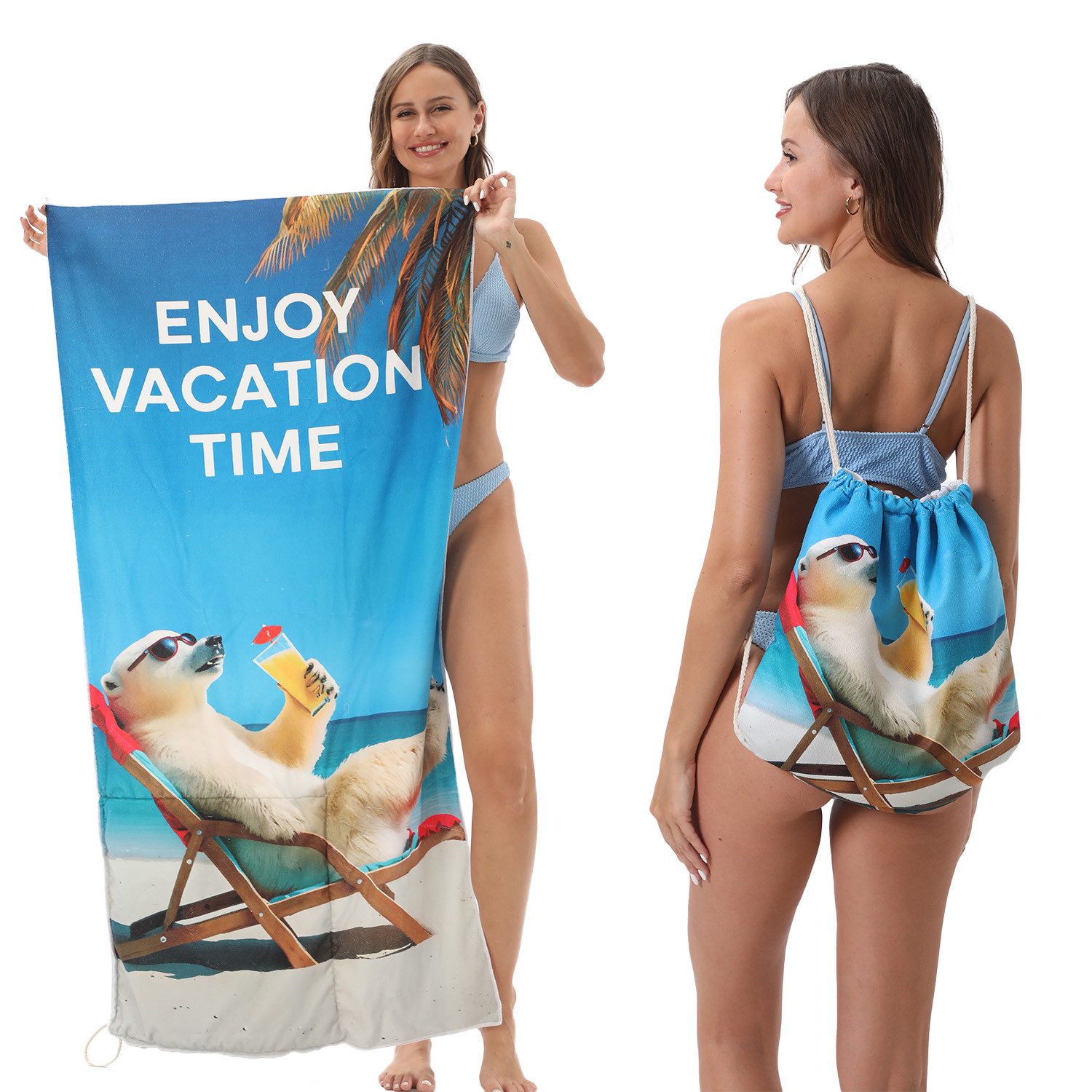 Coonoor Strandtücher 2-in-1 Faltbares Mikrofaser Handtücher günstig online kaufen