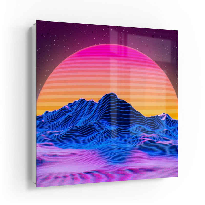 DEQORI Schlüsselkasten 'Vaporwave digitale Kunst', Glas Schlüsselbox modern magnetisch beschreibbar