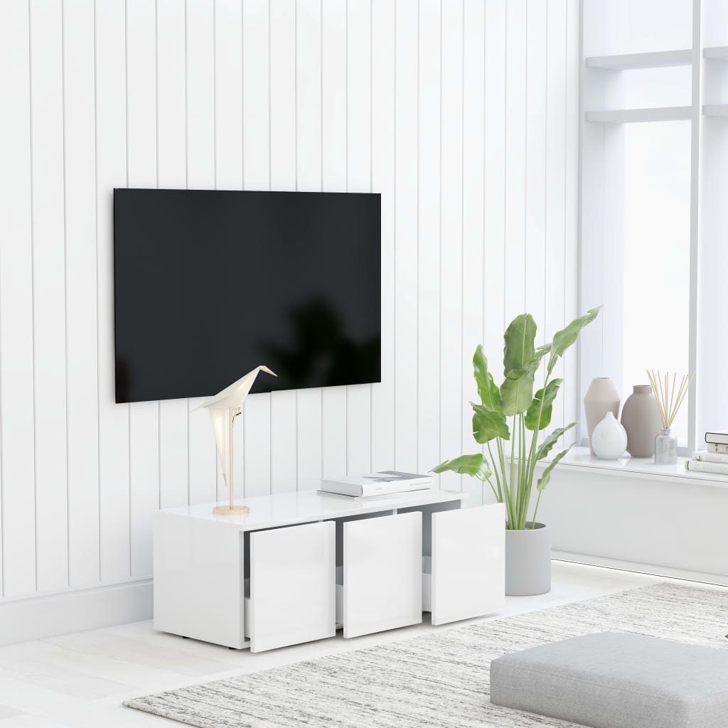 furnicato TV-Schrank cm 80x34x30 Weiß Holzwerkstoff