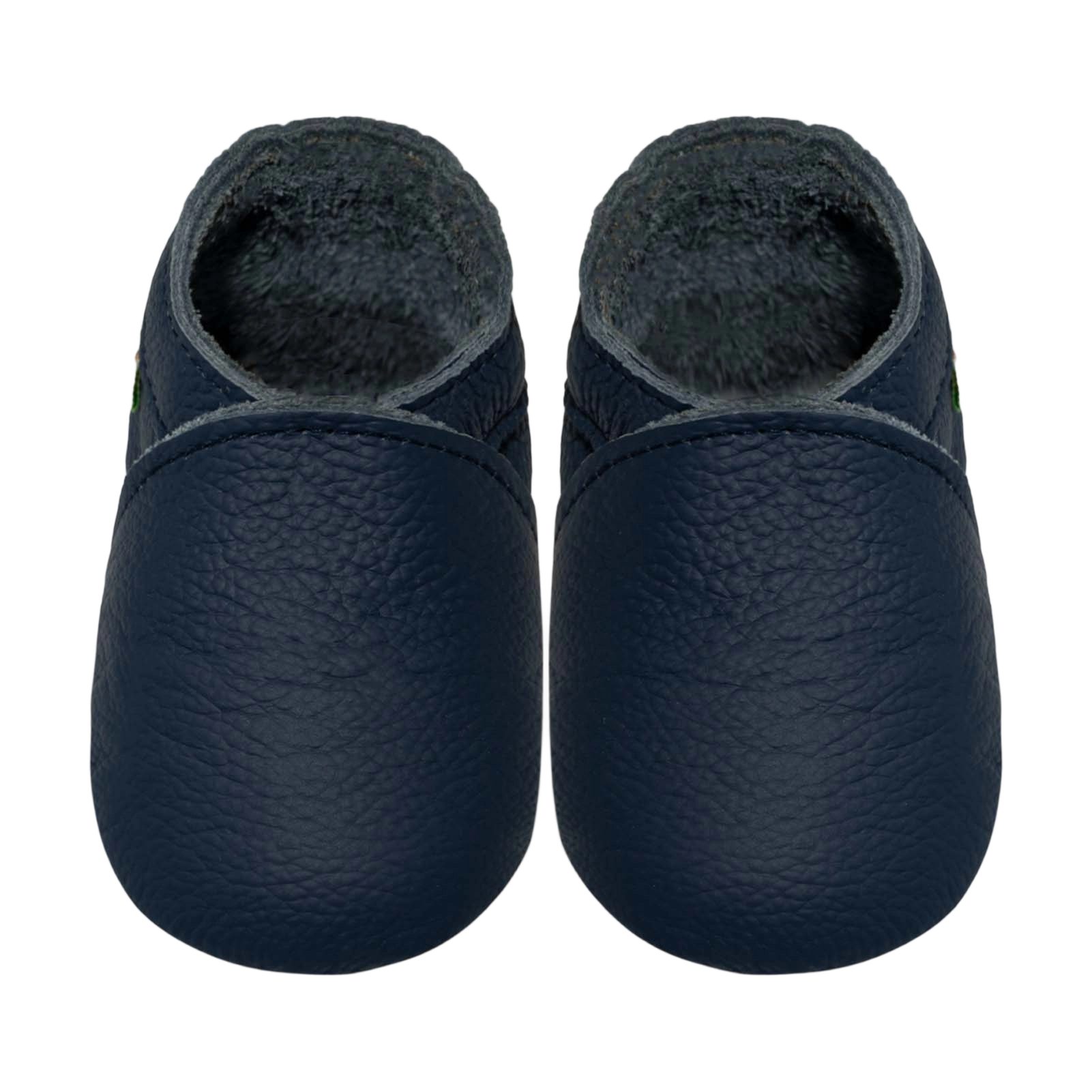 Sayoyo Weiche Leder Lauflernschuhe Hausschuhe Lederpuschen Dunkelblau Krabbelschuh (100% Leder) elastisch