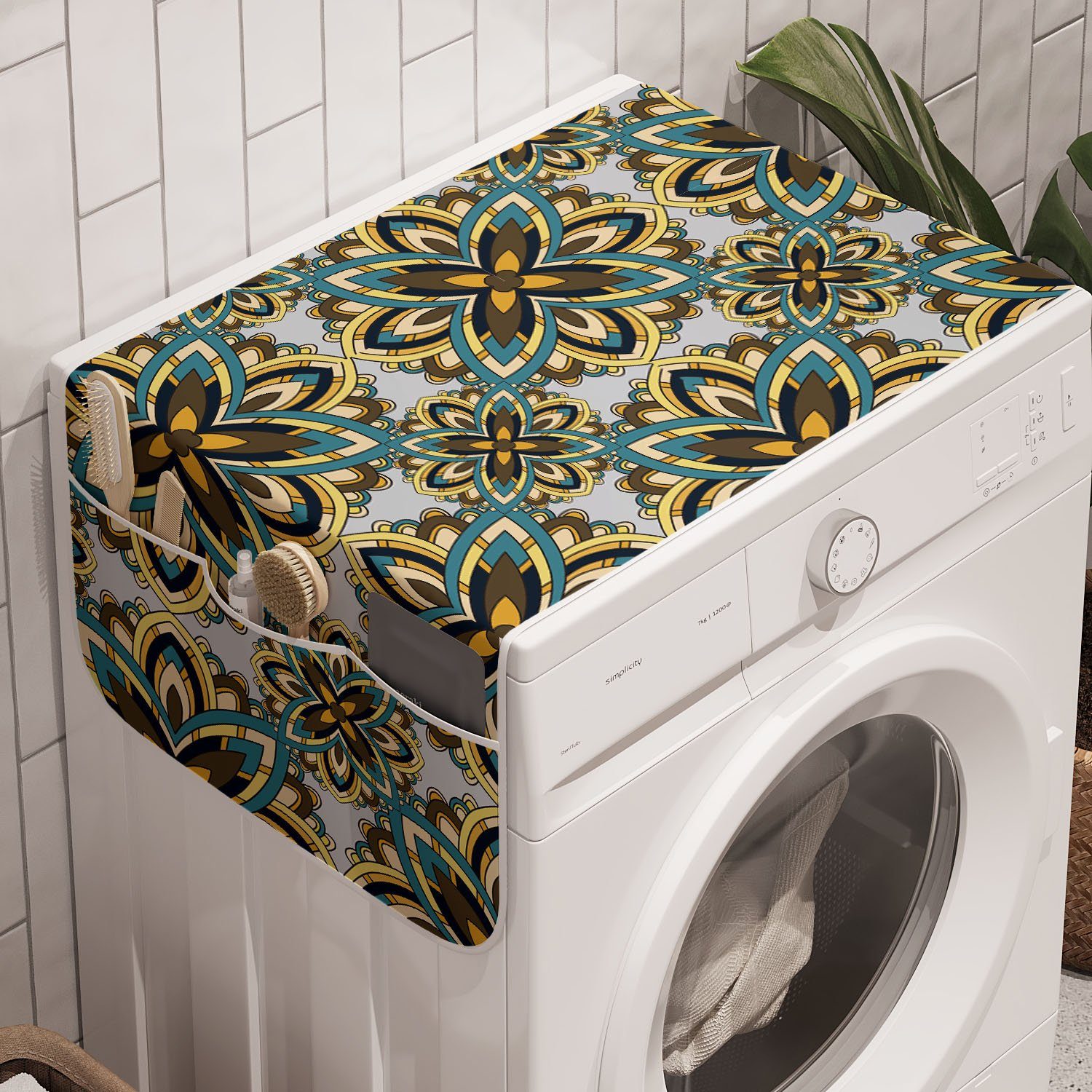 Abakuhaus Badorganizer Anti-Rutsch-Stoffabdeckung für Waschmaschine und Trockner, Mandala Motiv-Muster