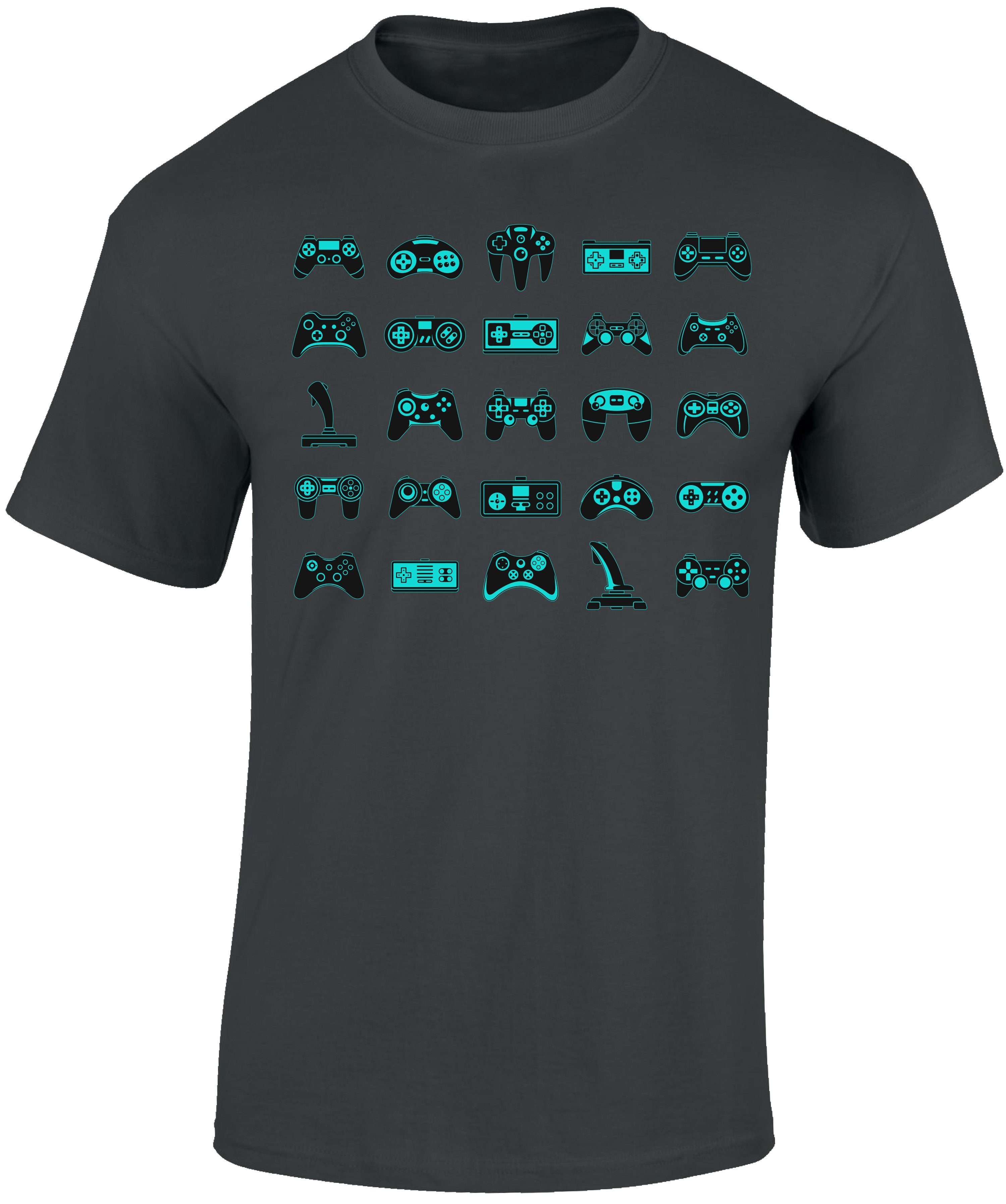 Baddery Print-Shirt Kinder Gamer T-Shirt: "Controller" - Gaming, hochwertiger Siebdruck, aus Baumwolle