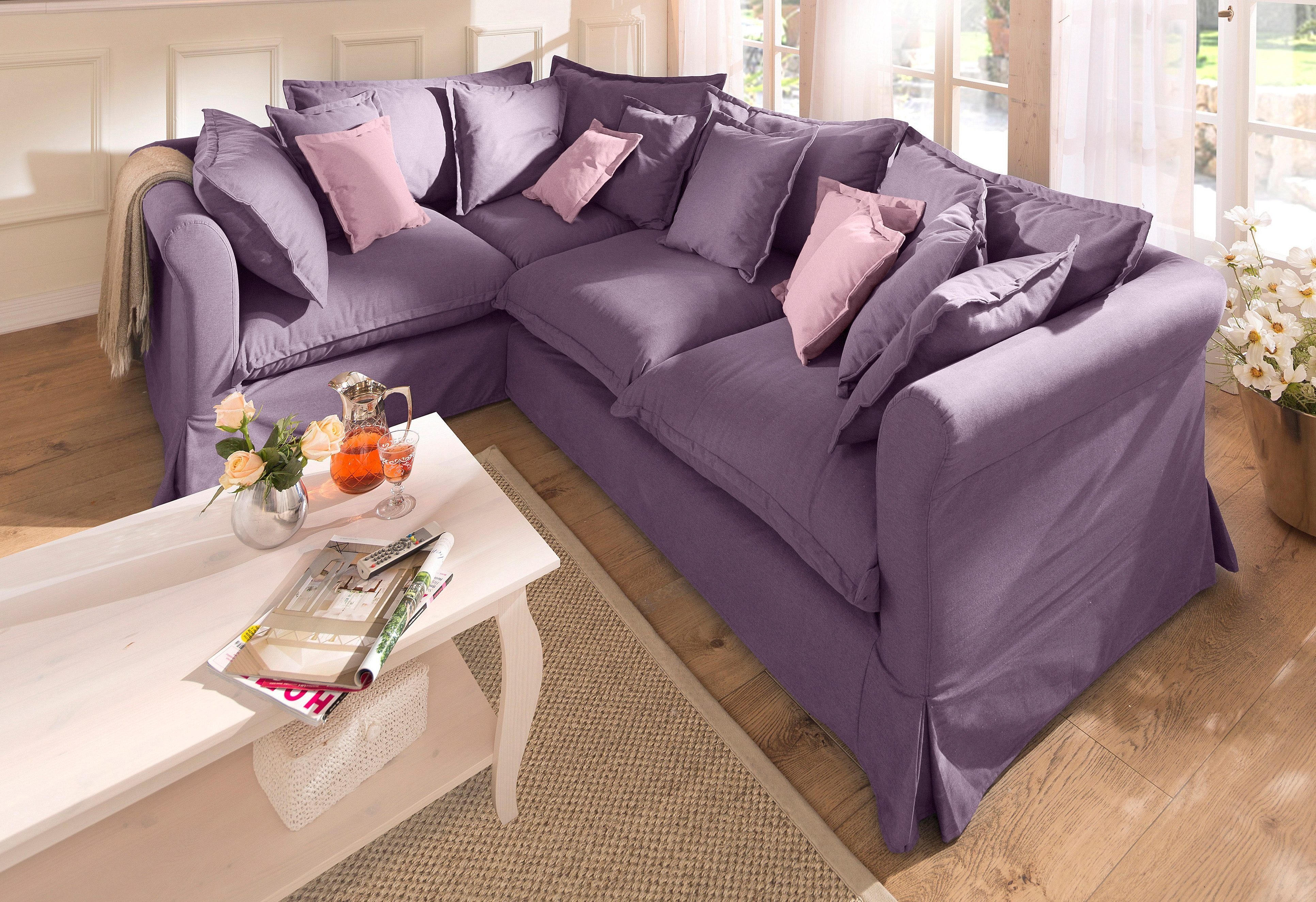 Home affaire Ecksofa "Luise L-Form", mit vielen losen Kissen und abnehmbare günstig online kaufen