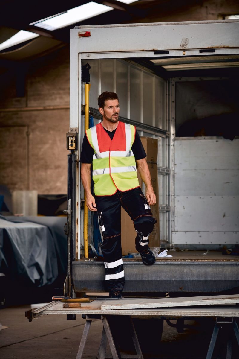 YOKO Warnweste Sicherheitsweste High Visibility 2 Bands & Braces Waistcoat