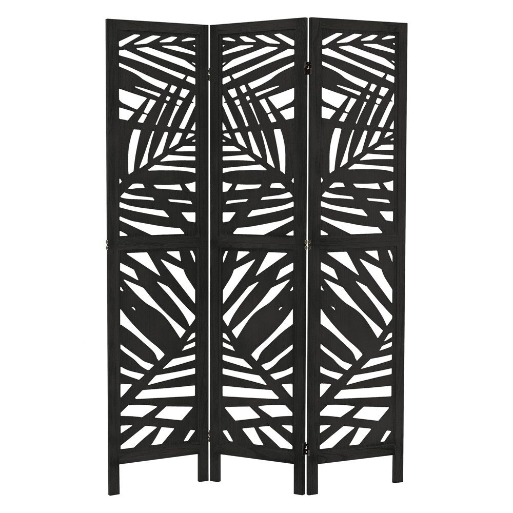 ML-DESIGN Paravent Raumteiler Faltbarer Sichtschutz Indoor Stellwand Sichtschutzwand, Raumtrenner 3-teilig Schwarz 170x121 cm aus Holz freistehend Trennwand