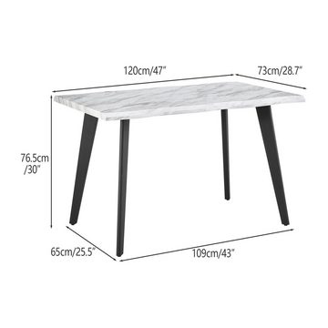 CLIPOP Esstisch 120x73x76.5cm Esszimmertisch (1 Tisch), Stromlinienförmiger Tisch im Holzstil