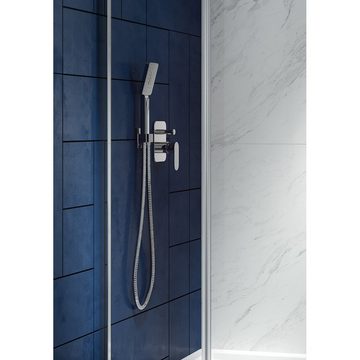 Lomadox Badarmatur ALPINIA-30 Modernes Duschsystem Unterputz in silber mit Regendusche