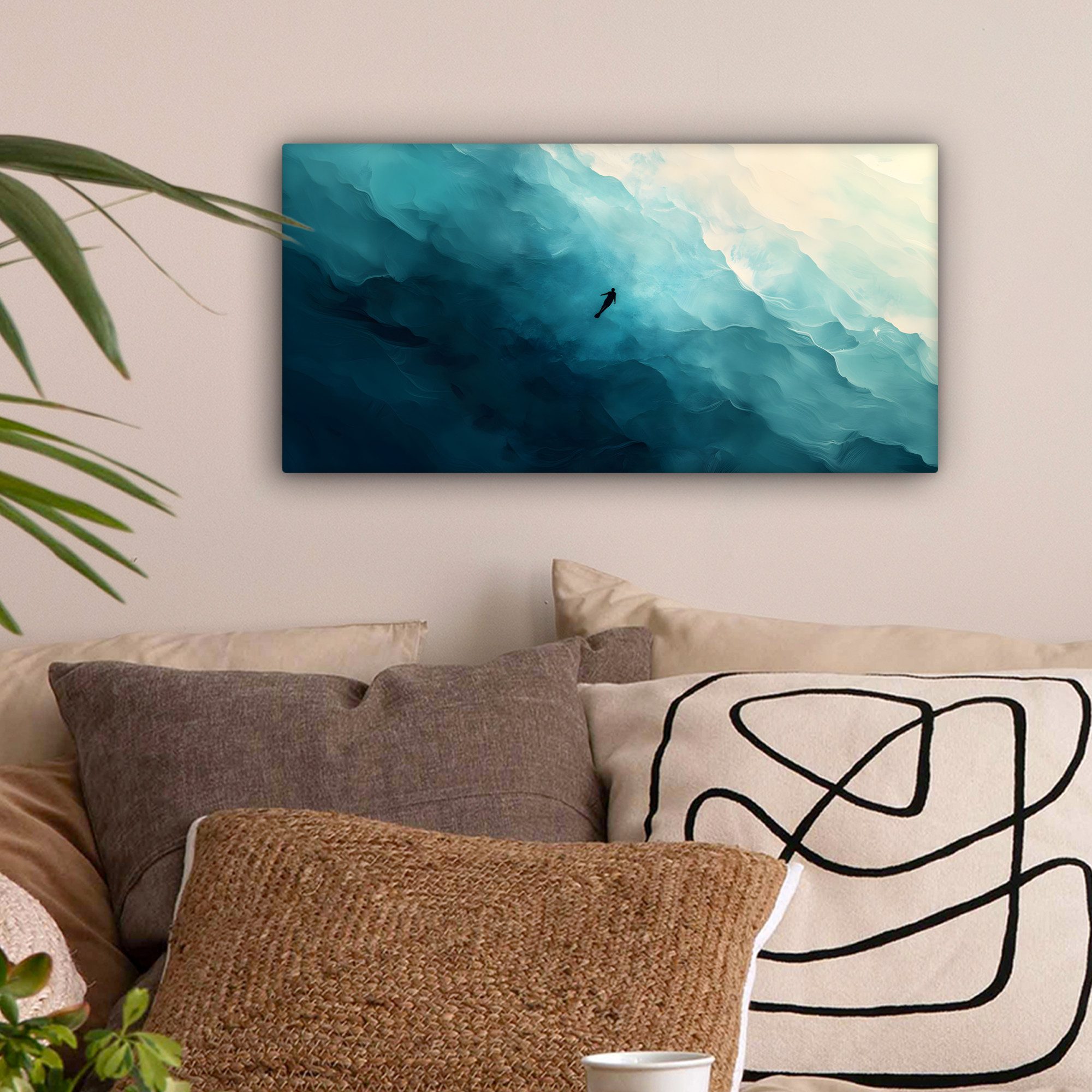 OneMillionCanvasses® Leinwandbild Panorama Meer - Silhouette günstig online kaufen