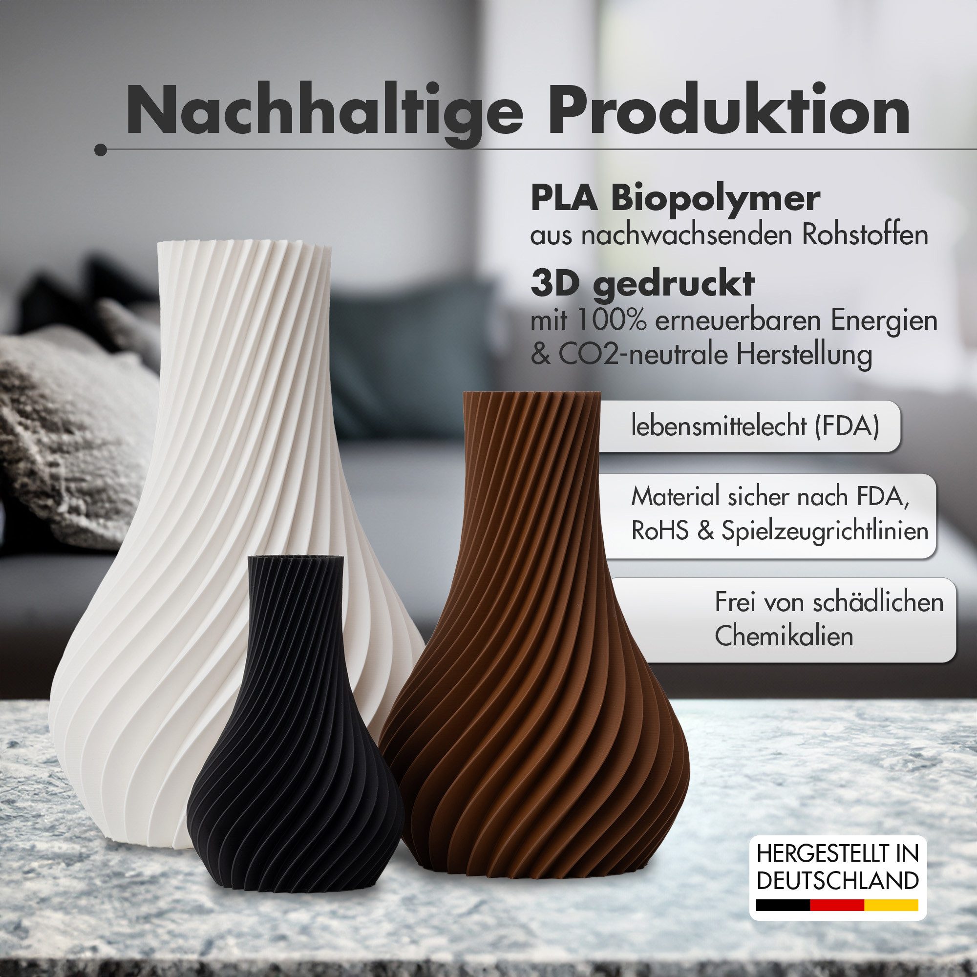 natumo Tischvase Vase Pirum Schwarz 12 cm – Bild 5 von 5