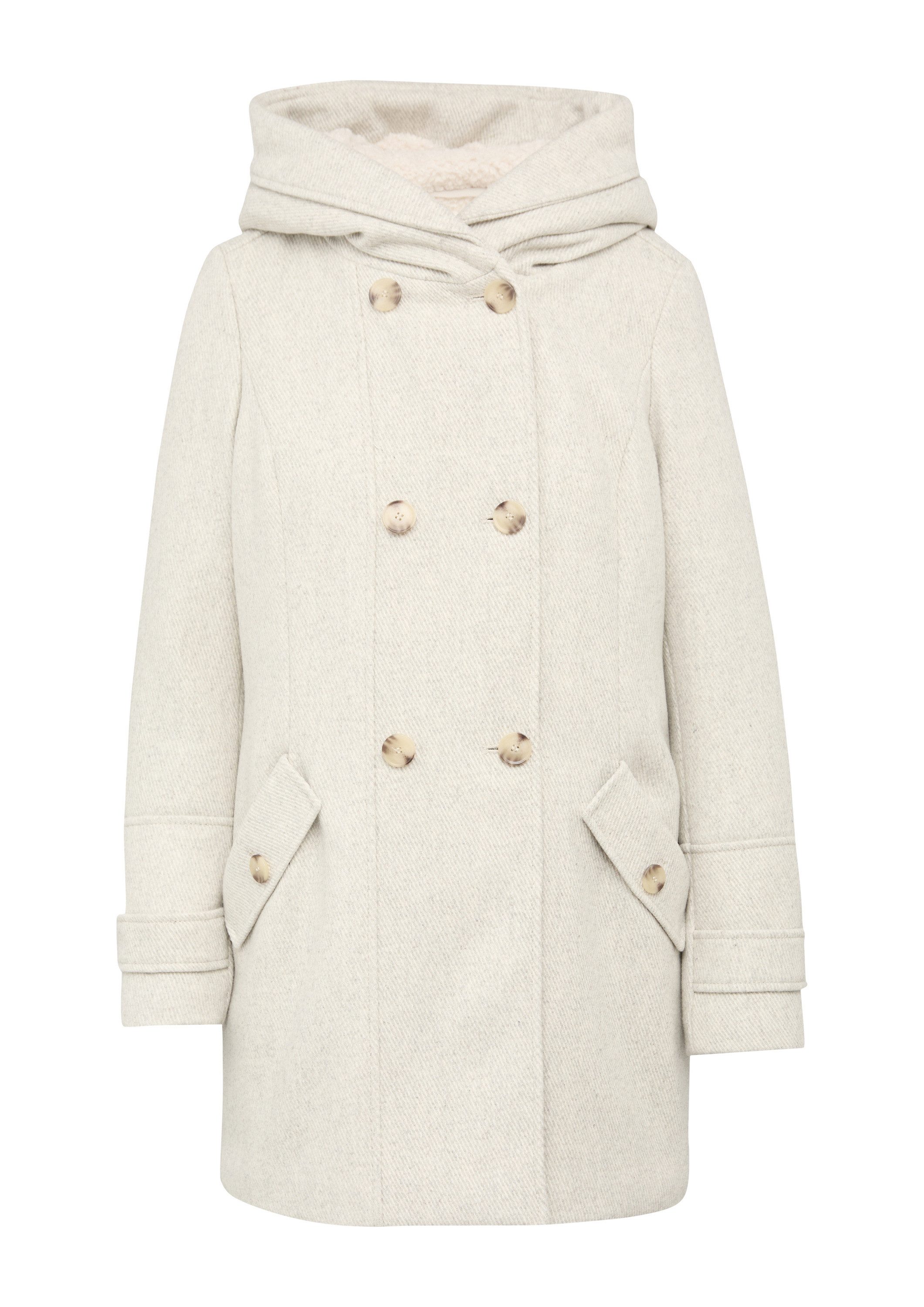 s.Oliver Wintermantel Outdoor-Mantel Strukturierter Wollmantel mit Teddyplü günstig online kaufen