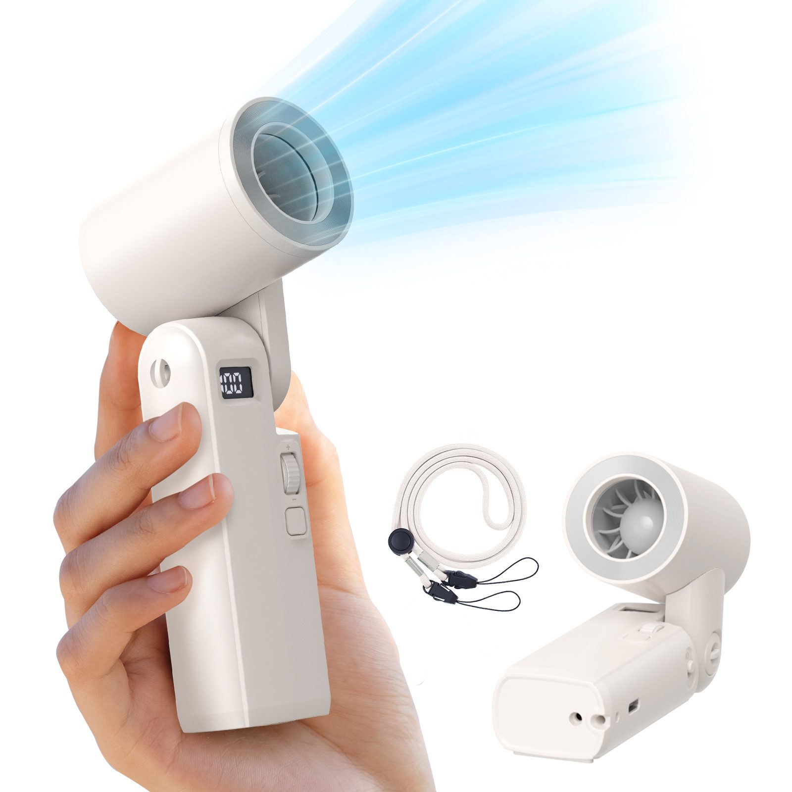 Handventilator 3-in-1 Mini Ventilator, Taschenventilator Tragbarer
