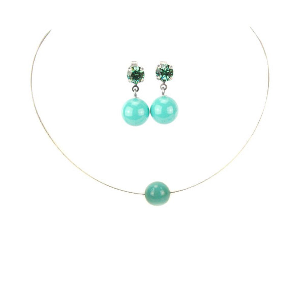Krikor® Collection Schmuckset 8315set (Set, 3-tlg), Edelstahl-Halsreif mit einer Perle + Perlen-Ohrstecker