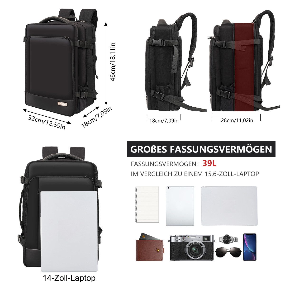NULSTA Reiserucksack Groß Laptoprucksäcke Daypack Arbeit günstig online kaufen