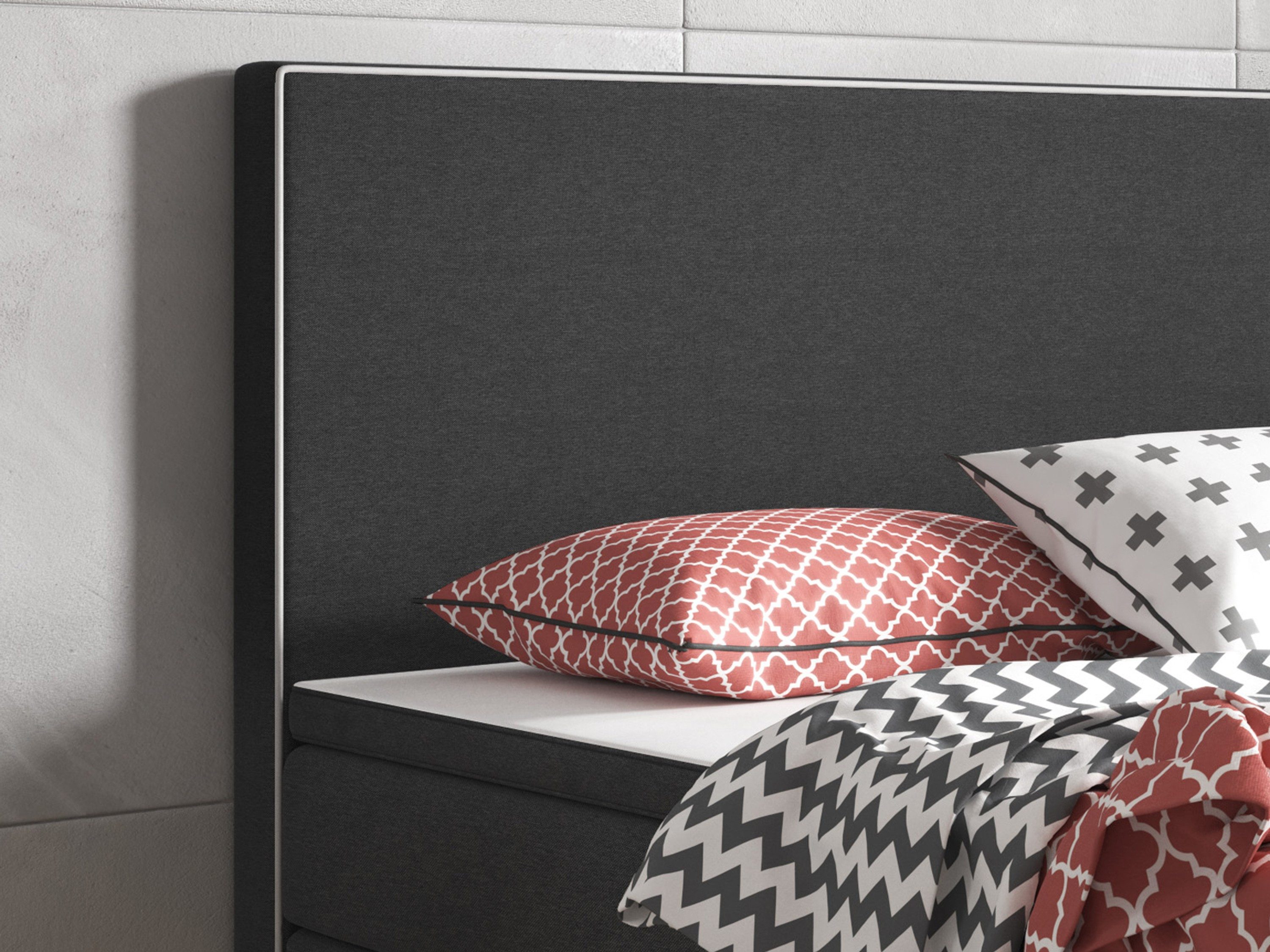 inter Boxspringbett King Size Webstoff (180x200 cm), inkl. Matratze und Topper