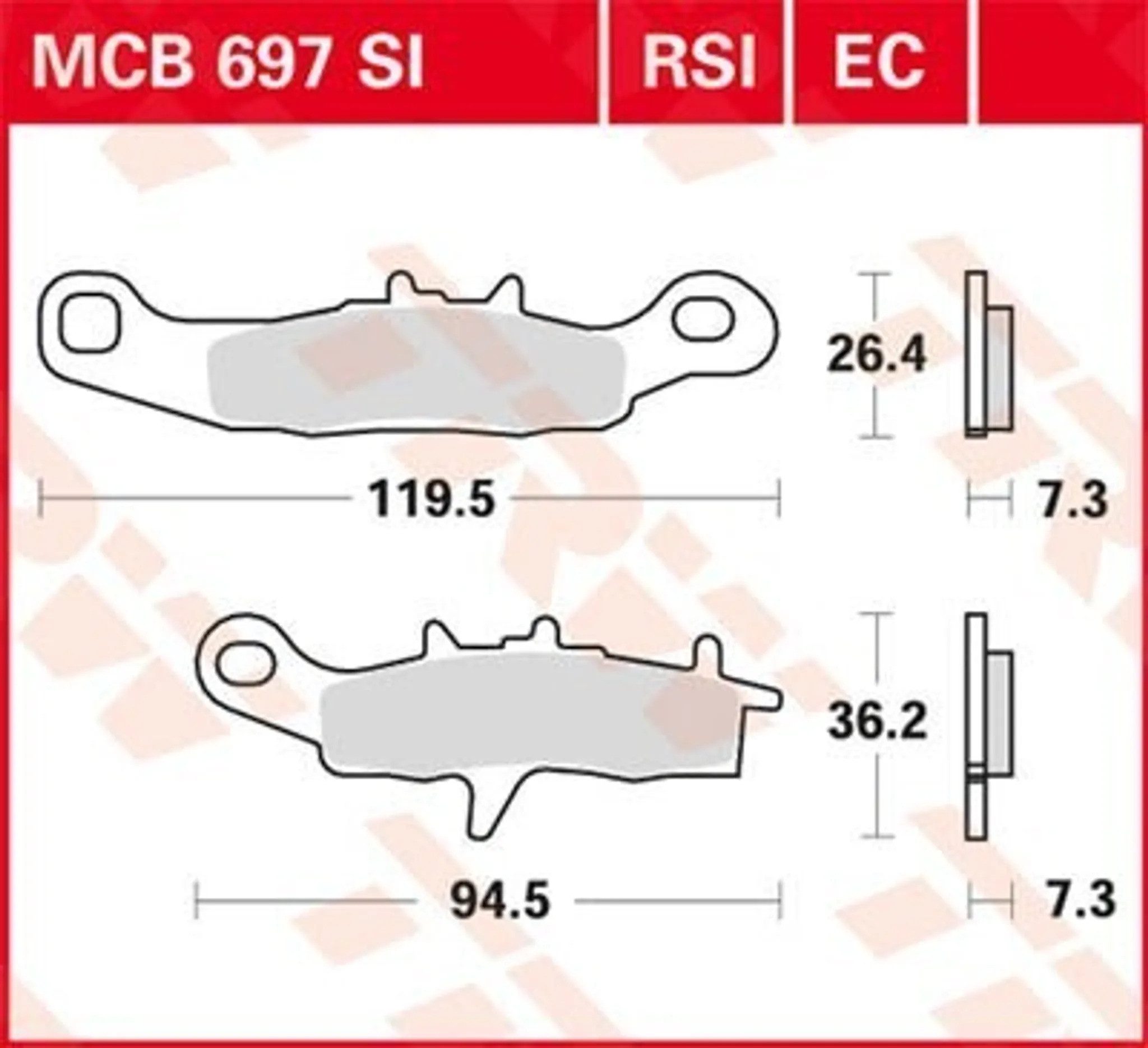 TRW Bremsbelag TRW / Lucas - Typ MCB697SI Sintermetall Bremsbeläge mit ABE