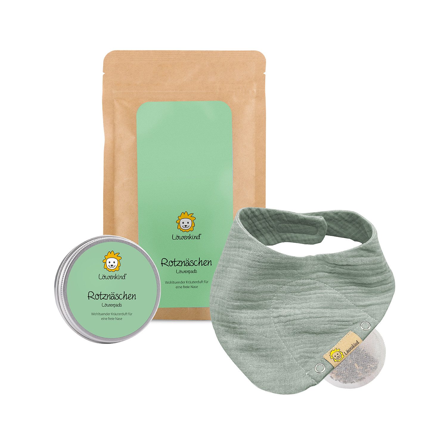 Löwenkind Babypflege-Set Rotznäschen-Set, Sanfte Unterstützung aus der Natur