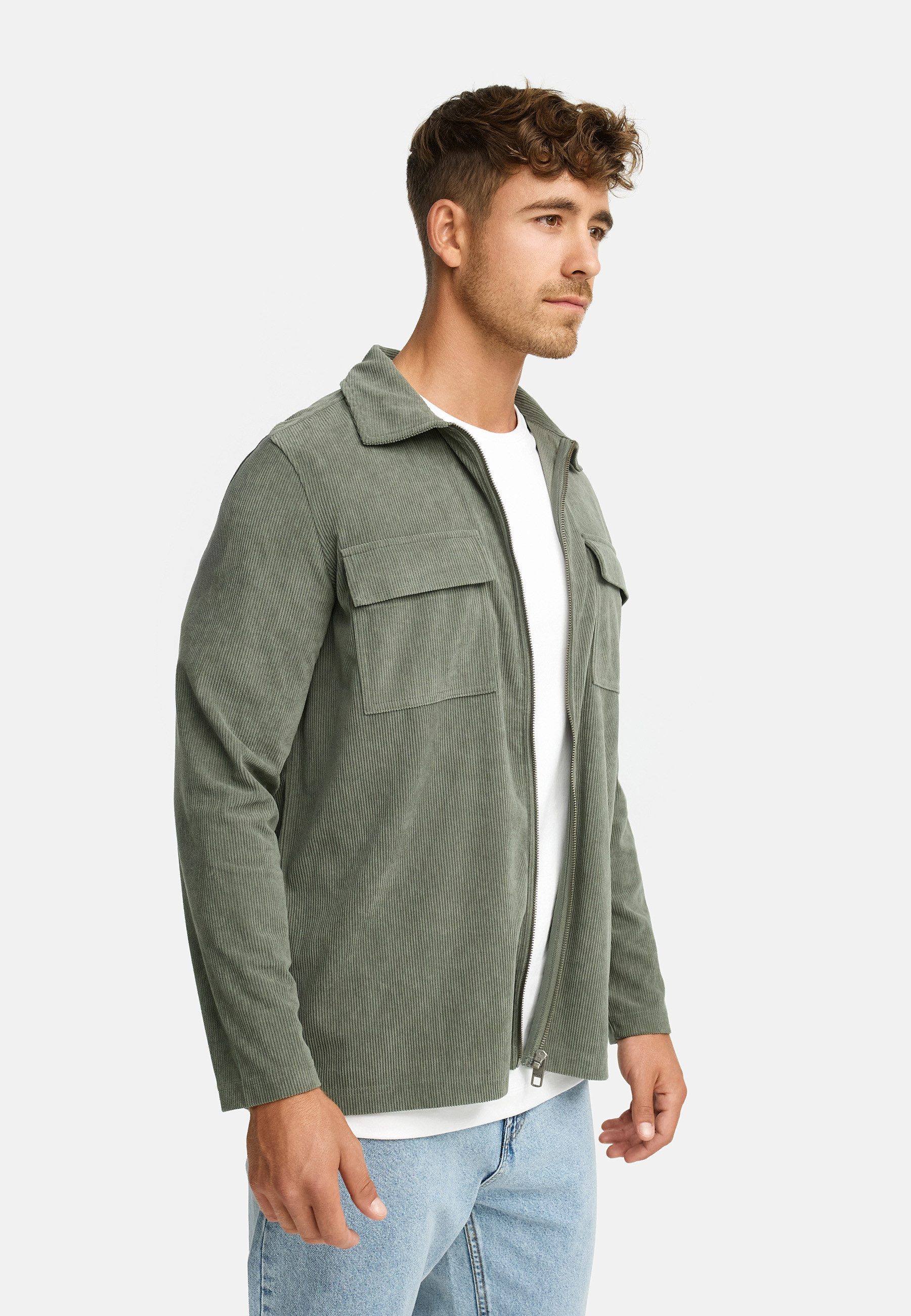 Indicode Langarmhemd Herren INNemoto Zip Herrenhemd Langarm Leichtes Zip-Hemd mit Brusttaschen