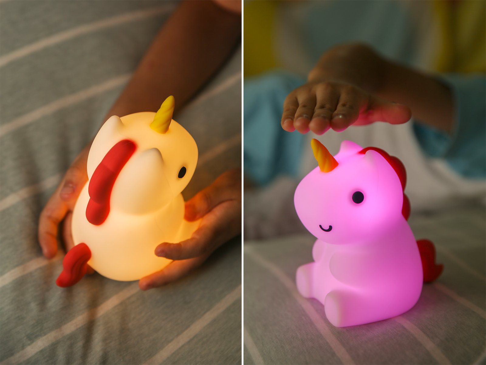 niermann LED Nachtlicht, USB-Ladefunktion, LED fest integriert, warmweiß, 2er Set Stilllicht dimmbar, Kinderzimmerleuchten Einhorn Höhe 13cm