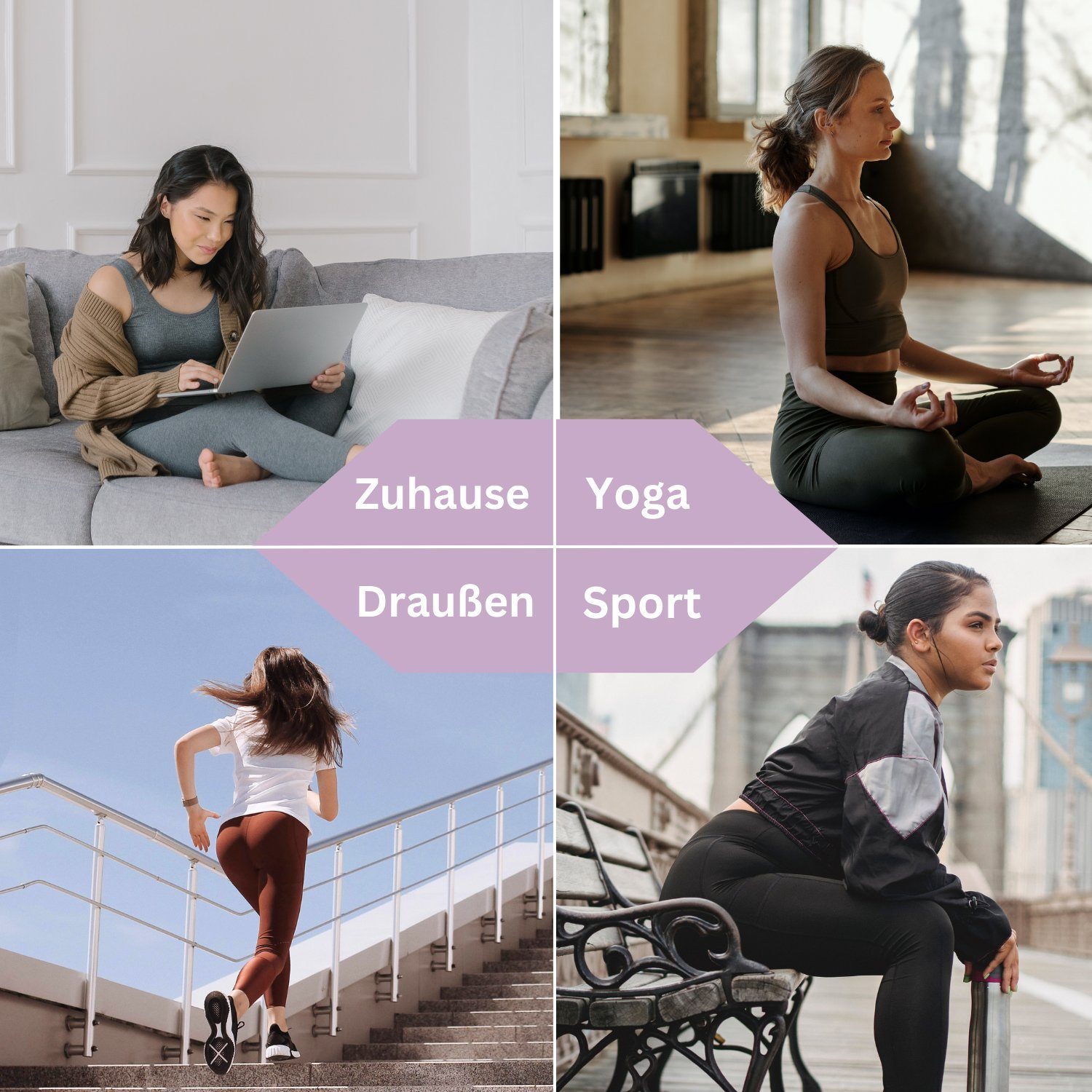 mit in Hose Laufhose Farben, Leggings Sport für Lange Waist Damen, vielen High hohem Komfort, Leggings, Yoga Schwarz Frentree