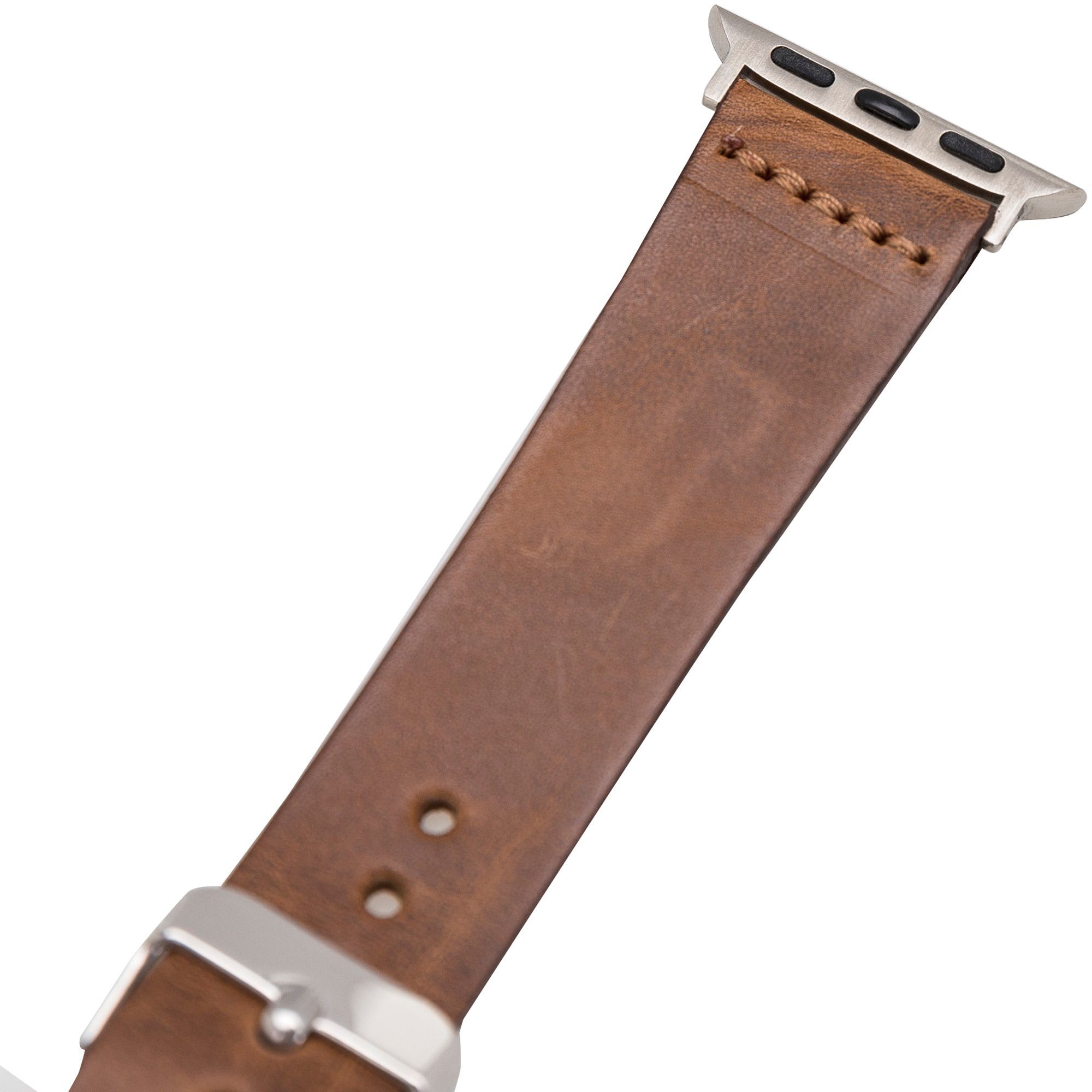 Burkley Smartwatch-Armband Vintage Series Armband, Braun 42/44/45mm Watch Büffel-Leder Watch in kompatibel 1-8 für Apple Apple mit