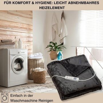 Grafner Heizdecke Grafner® Wärmedecke Flannel Fleece 200 x 180 cm Grau WD10967, einstellbare Temperaturstufen